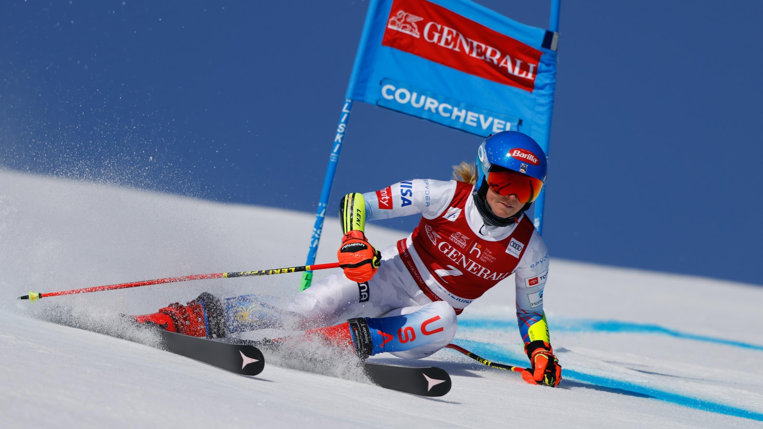 Mikaela Shiffrin, Riesenslalom, Meribel competition, Eurosport coverage, 2560x1440 HD Desktop