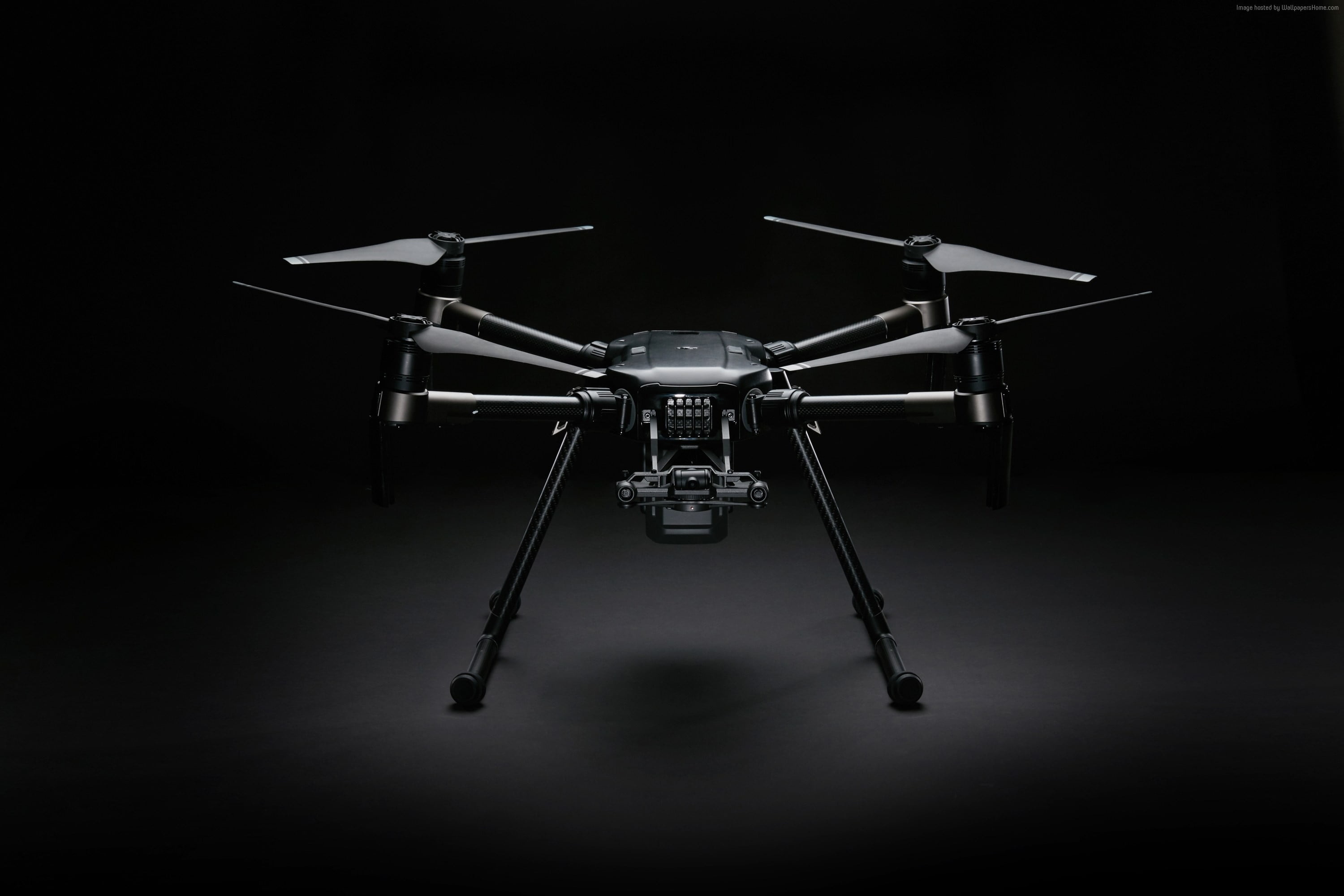 Black quadcopter drone, Sky-high view, Breathtaking imagery, High-definition, 3000x2010 HD Desktop