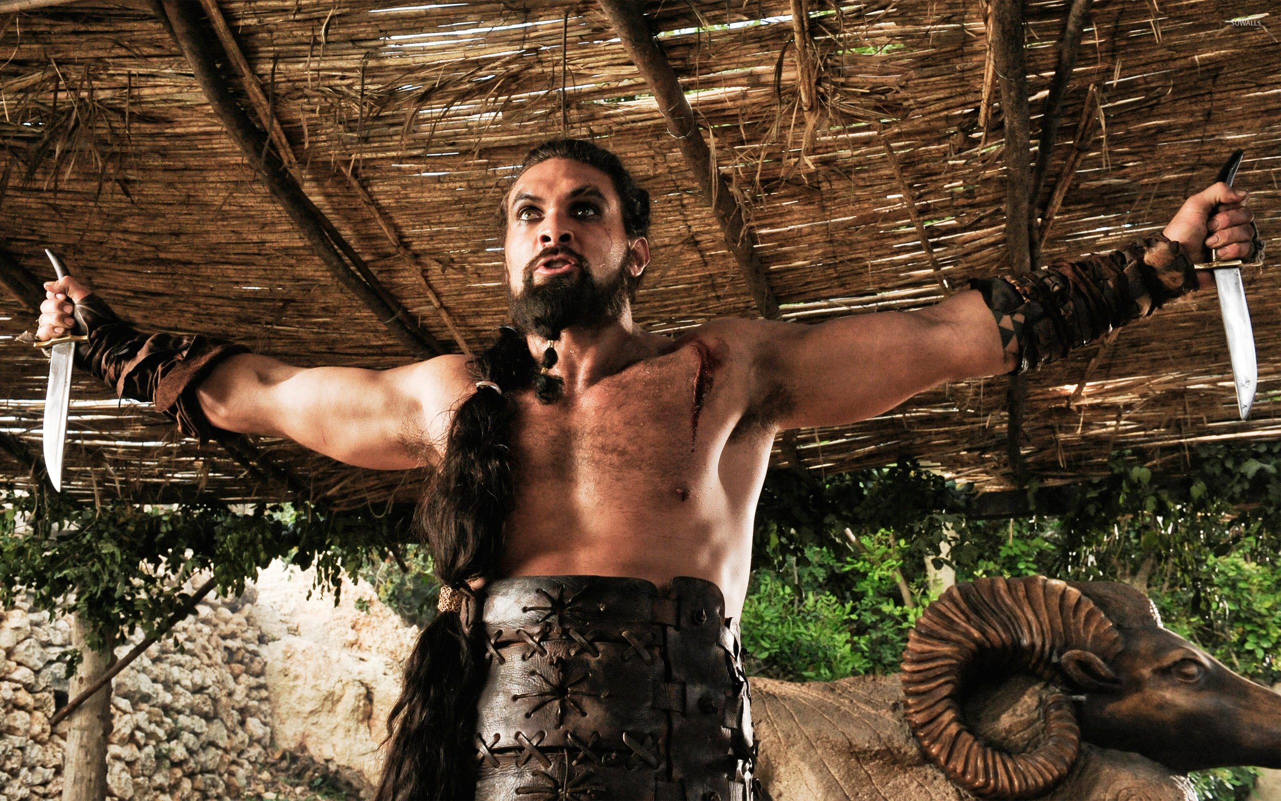 Khal Drogo, Jason Momoa, Masculine charm, Celebrity wallpaper, 2560x1600 HD Desktop