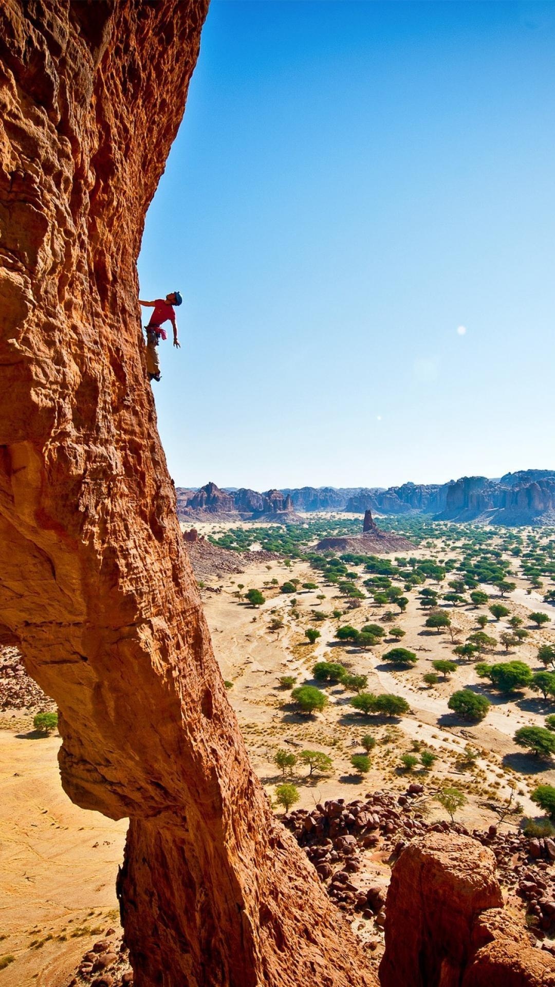 Chad, Ennedi Plateau, Climbing Wallpaper, 1080x1920 Full HD Phone