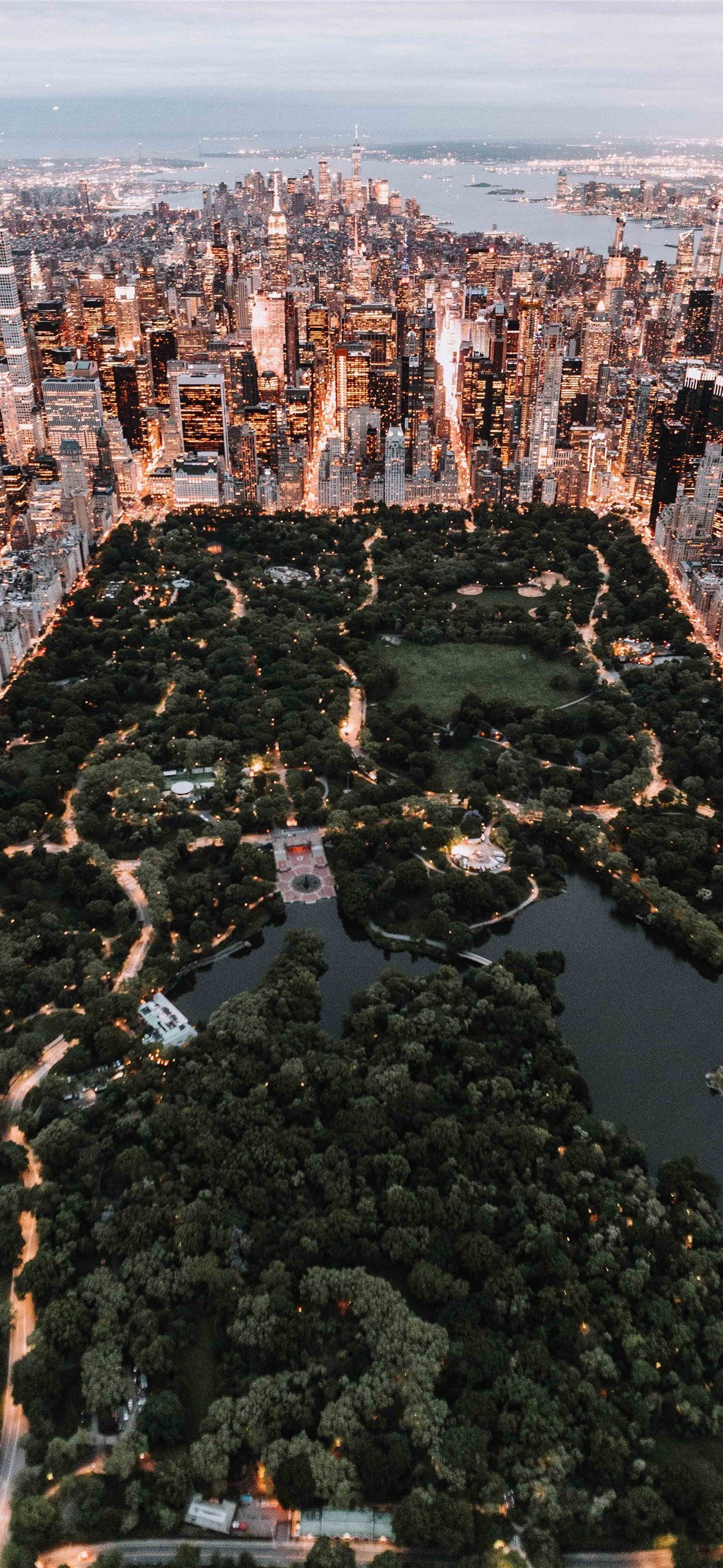 Central Park, Above New York city, iPhone X wallpapers, 1130x2440 HD Phone