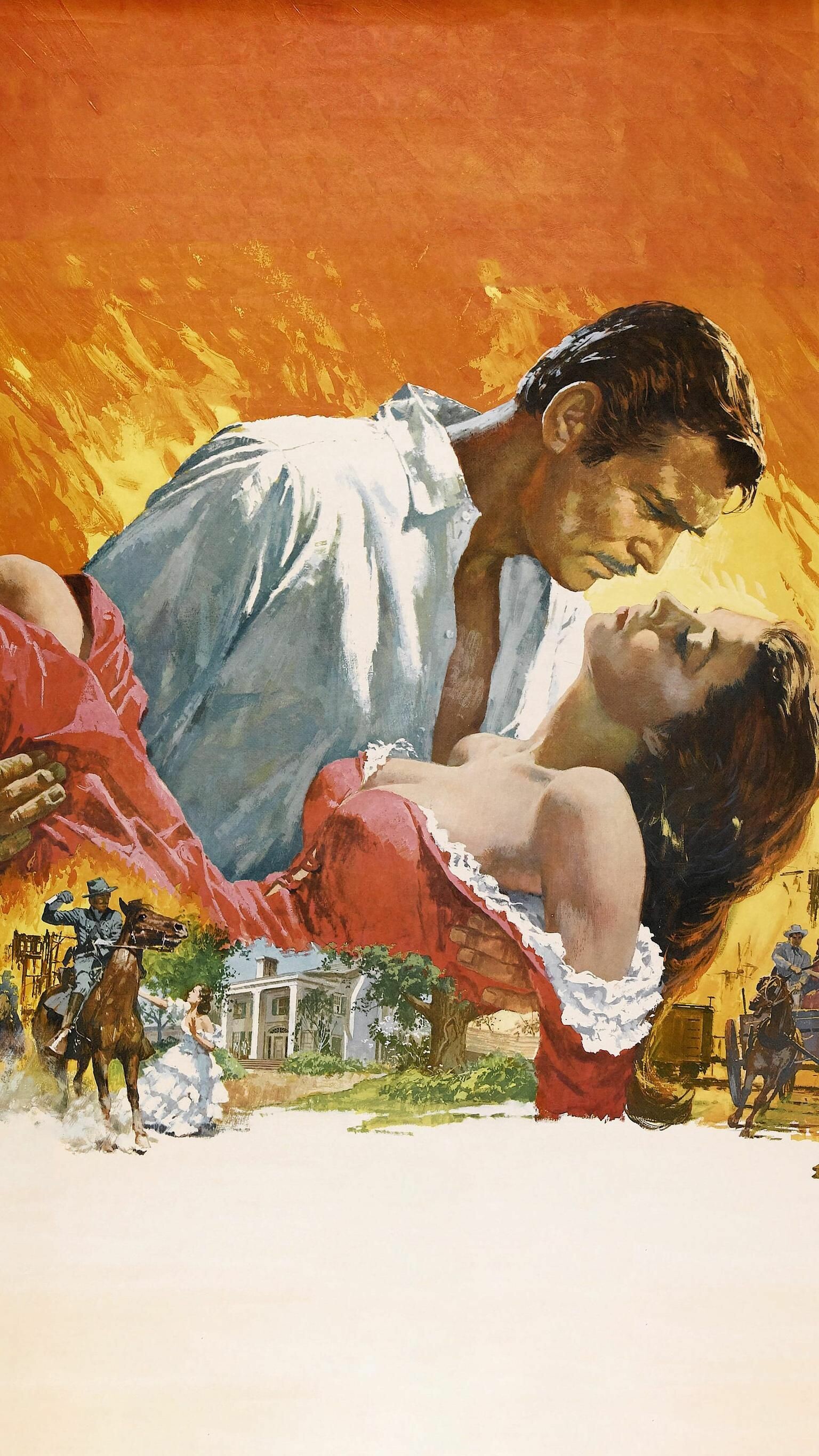 Gone with the Wind 1939, Dreamy atmosphere, Artistic representation, Unforgettable moments, 1540x2740 HD Phone