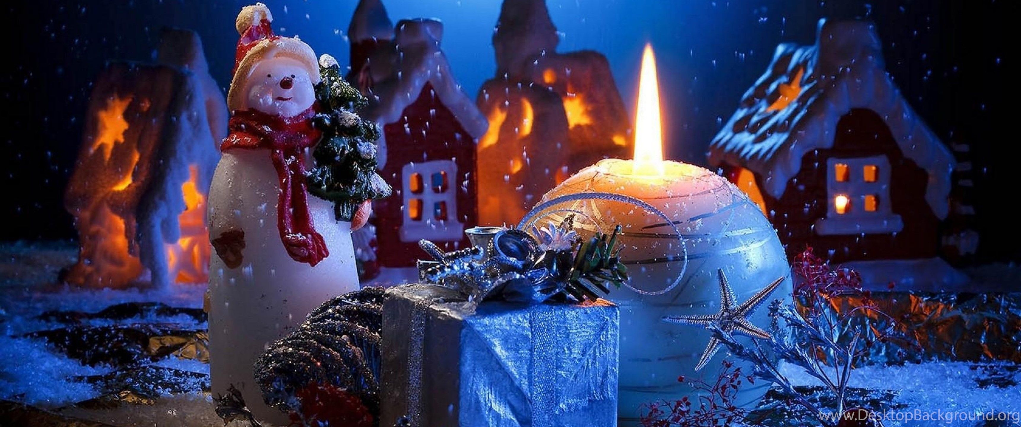 Candles, Cute Christmas Wallpaper, 3440x1440 Dual Screen Desktop