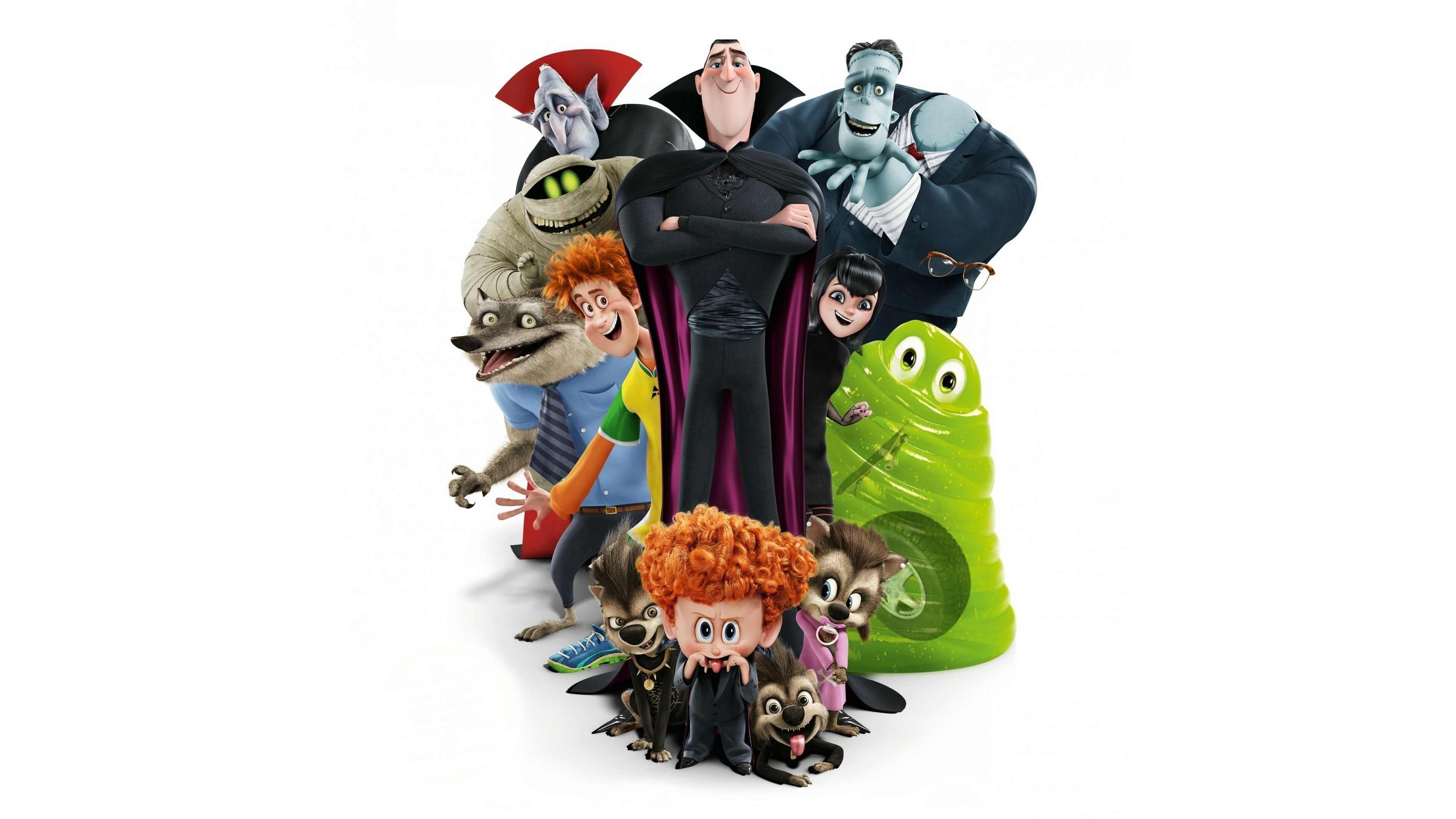 Hotel Transylvania: Transformania animation, 4k frontal view, White background, 3840x2160 4K Desktop