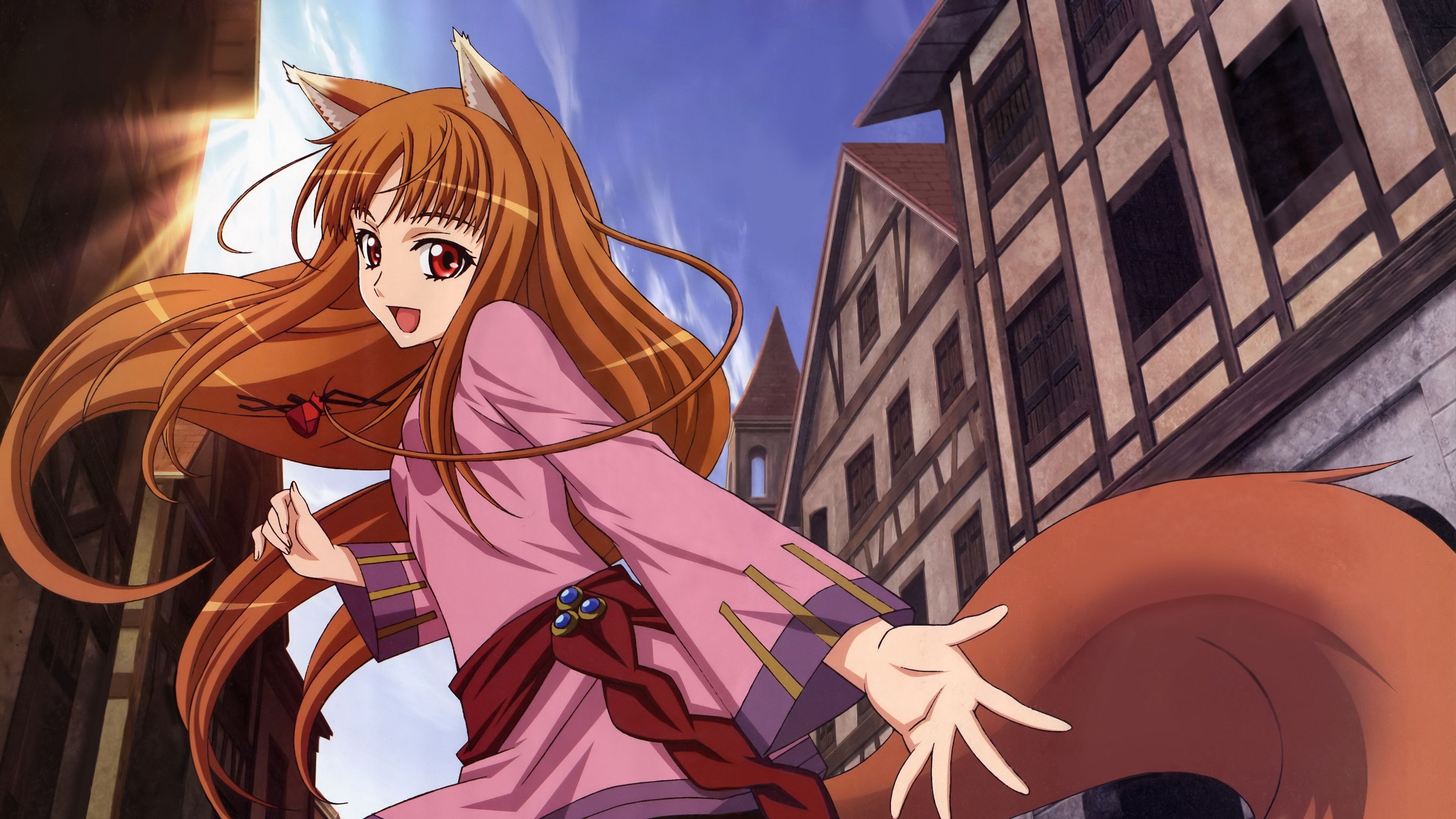 Spice and Wolf, Holo girl, Fantasy anime, Anime girl, 3840x2160 4K Desktop