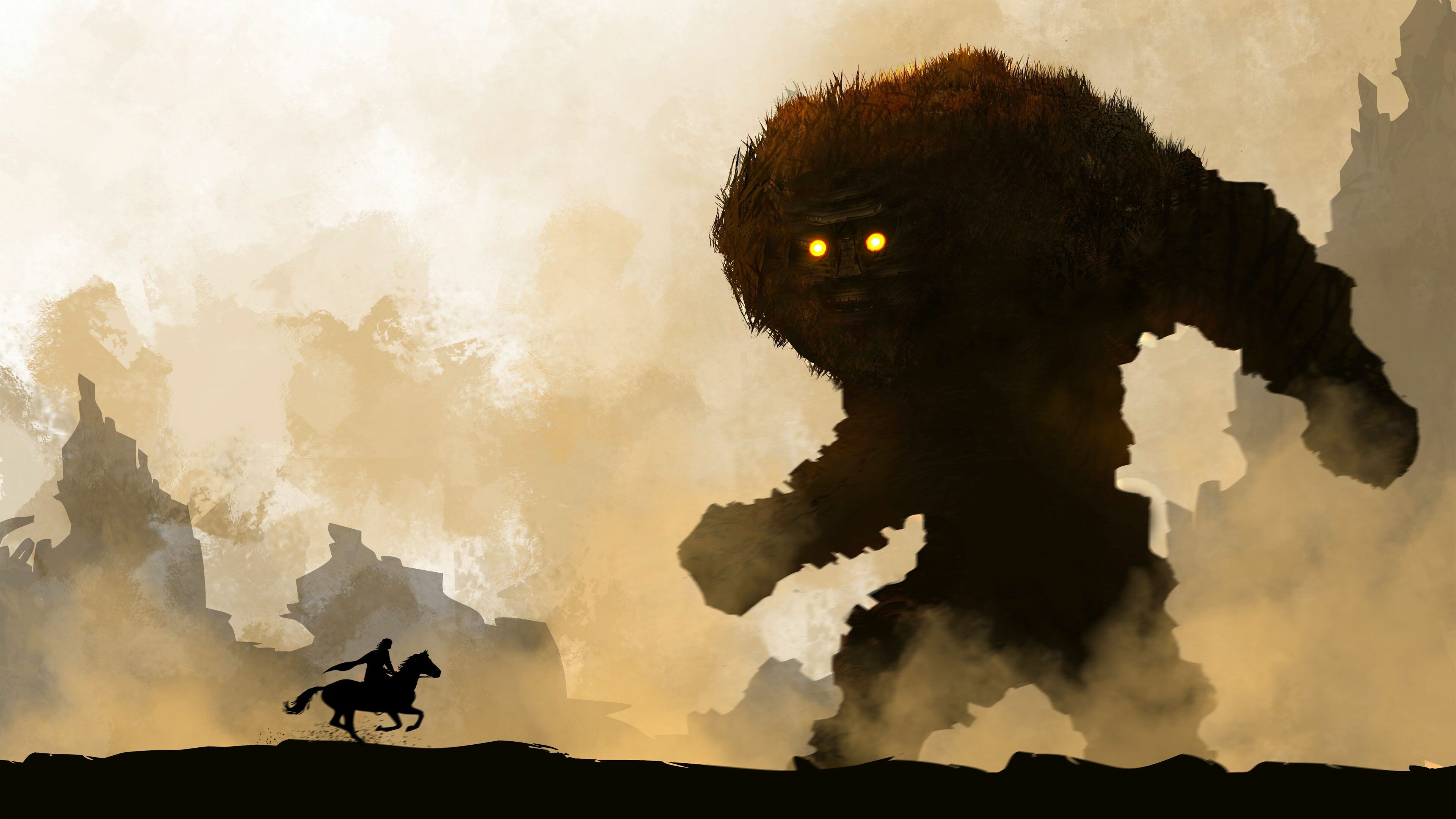 Shadow of the Colossus, Captivating landscapes, Monumental beasts, Artistic masterpiece, 3840x2160 4K Desktop