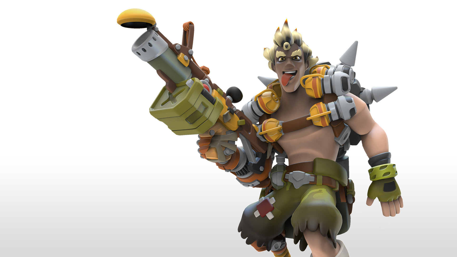 Junkrat's portrait, Vibrant backdrop, High-definition wallpapers, Wasteland scenery, 1920x1080 Full HD Desktop