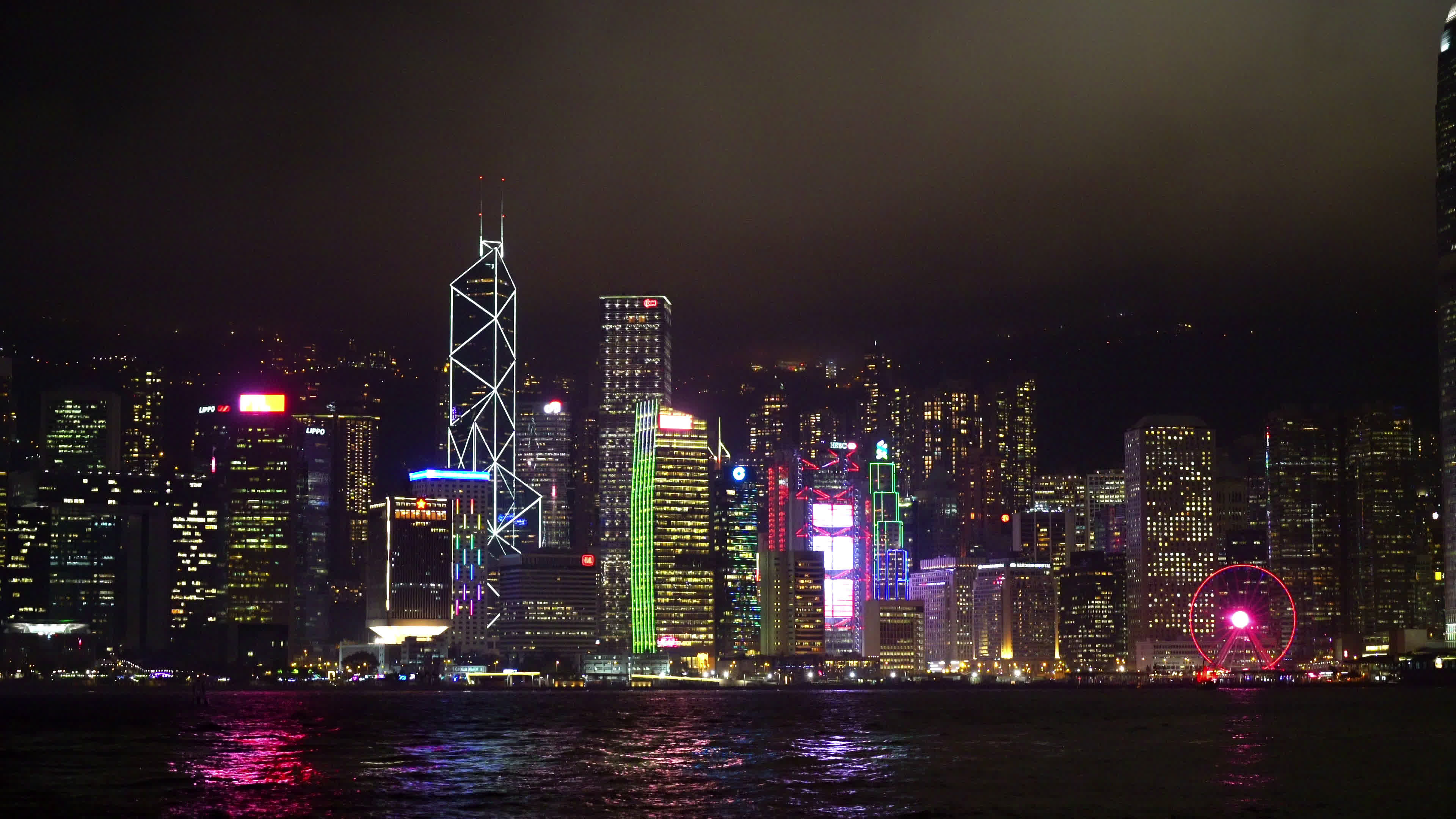 Hong Kong cityscape at night, Stock video, Cityscape, Travels, 3840x2160 4K Desktop