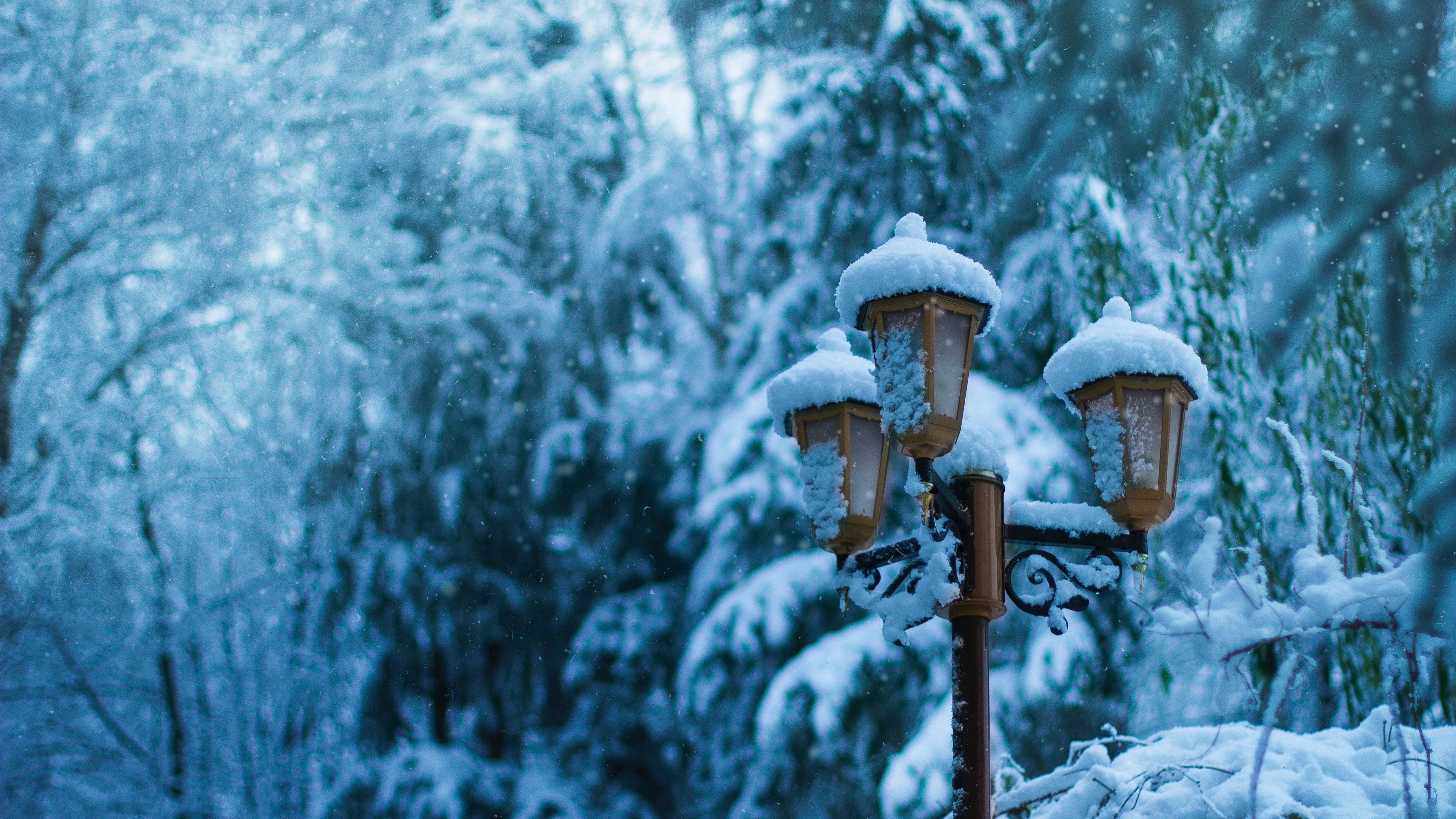 Lantern, Snow Wallpaper, 3840x2160 4K Desktop