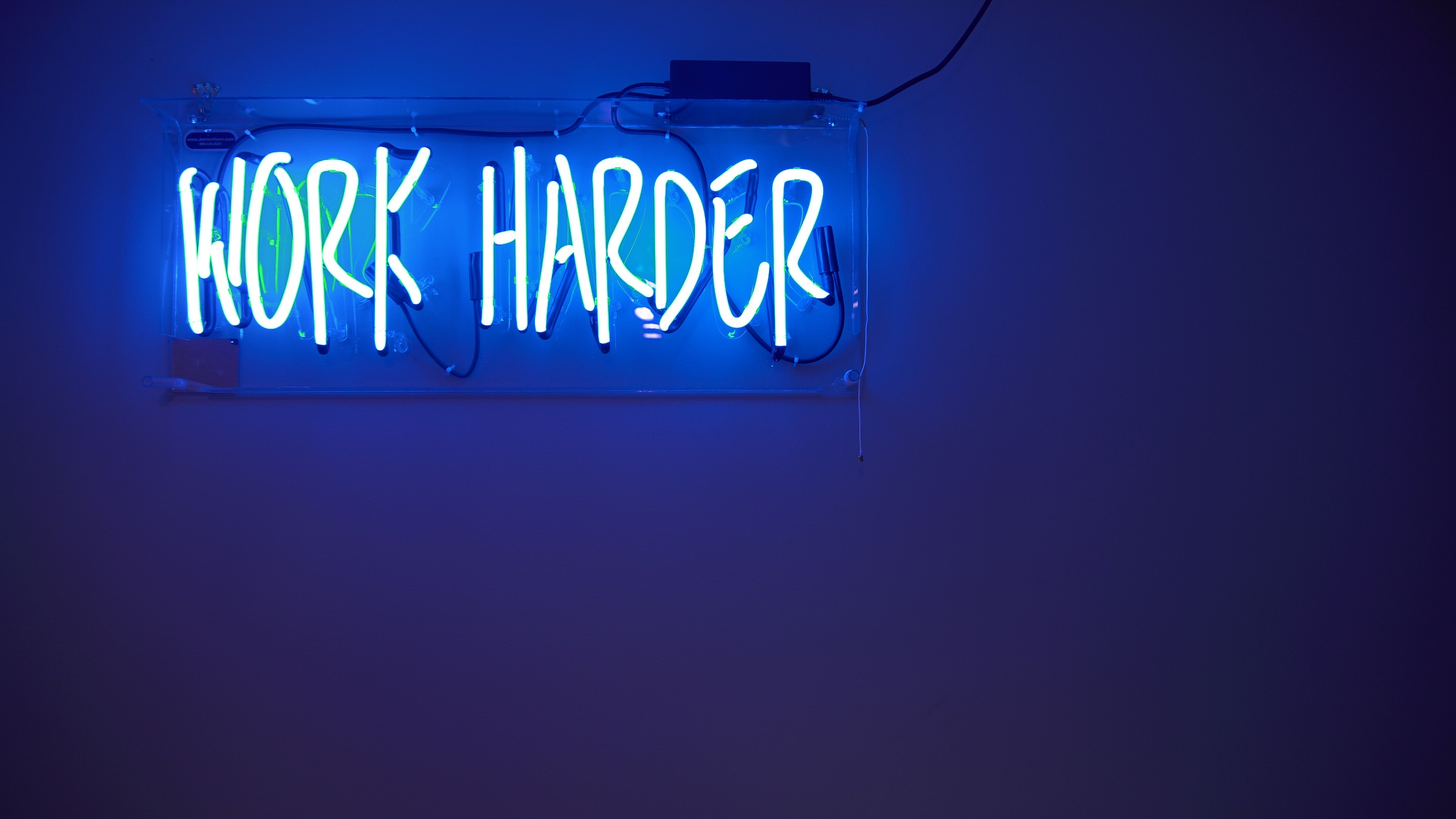 Work Harder, Neon, Effort, Motivation, Productivity, 3840x2160 4K Desktop