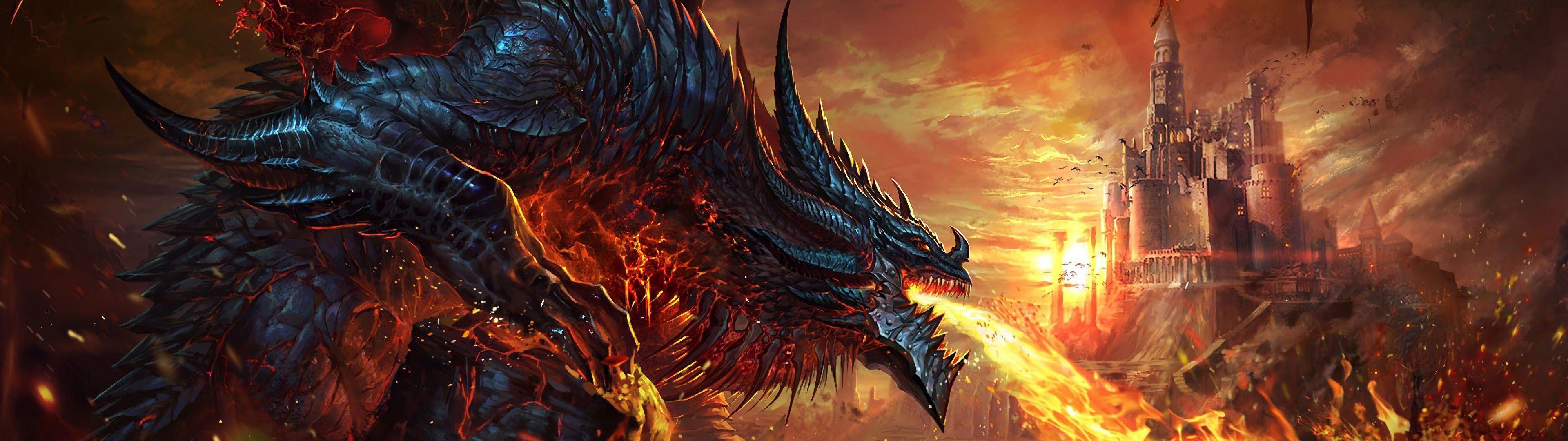 Deathwing, Dual Monitor Wallpaper, 3840x1080 Dual Screen Desktop