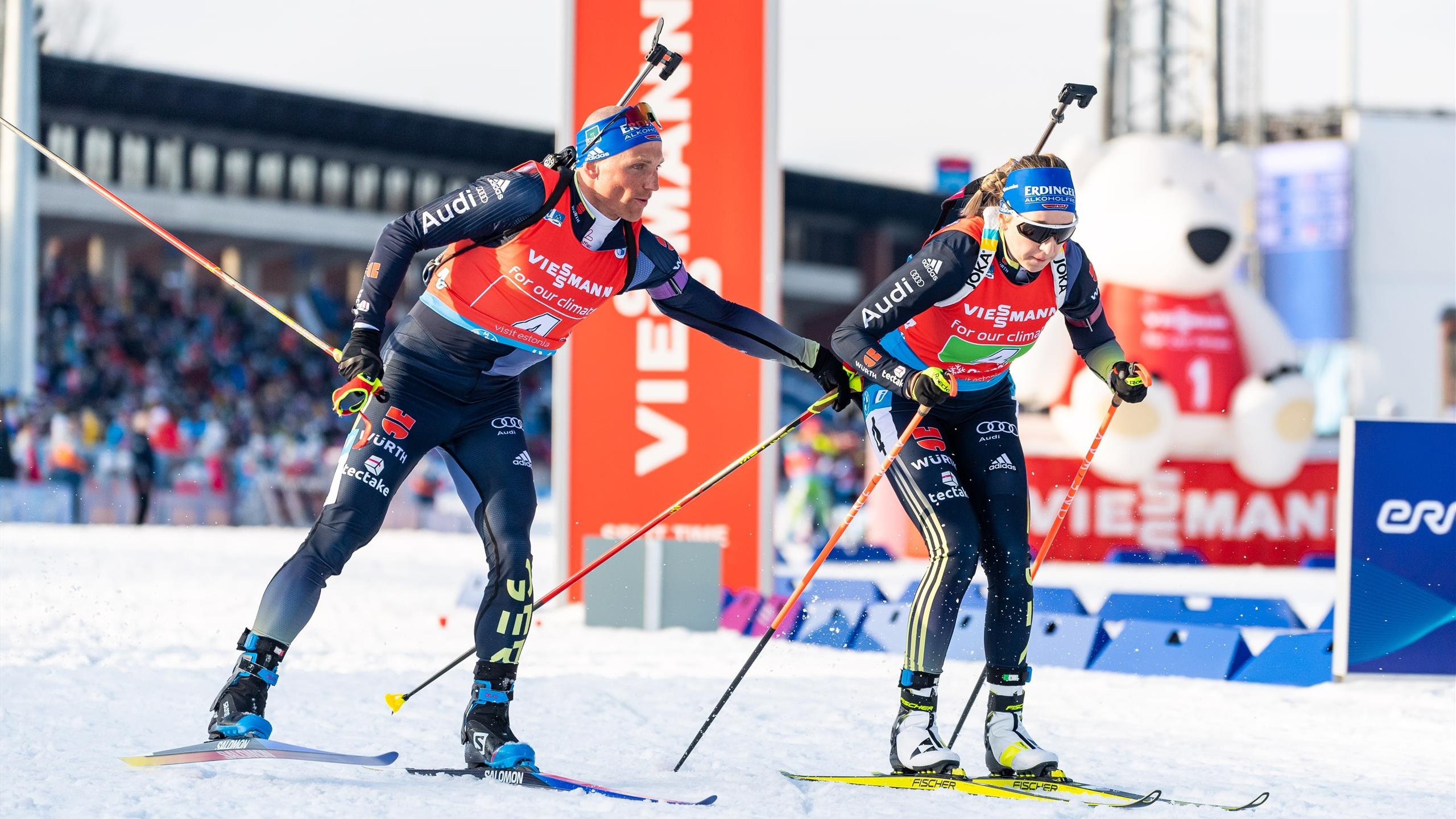 Erik Lesser and Franziska Preuss, Biathlon Wallpaper, 2560x1440 HD Desktop