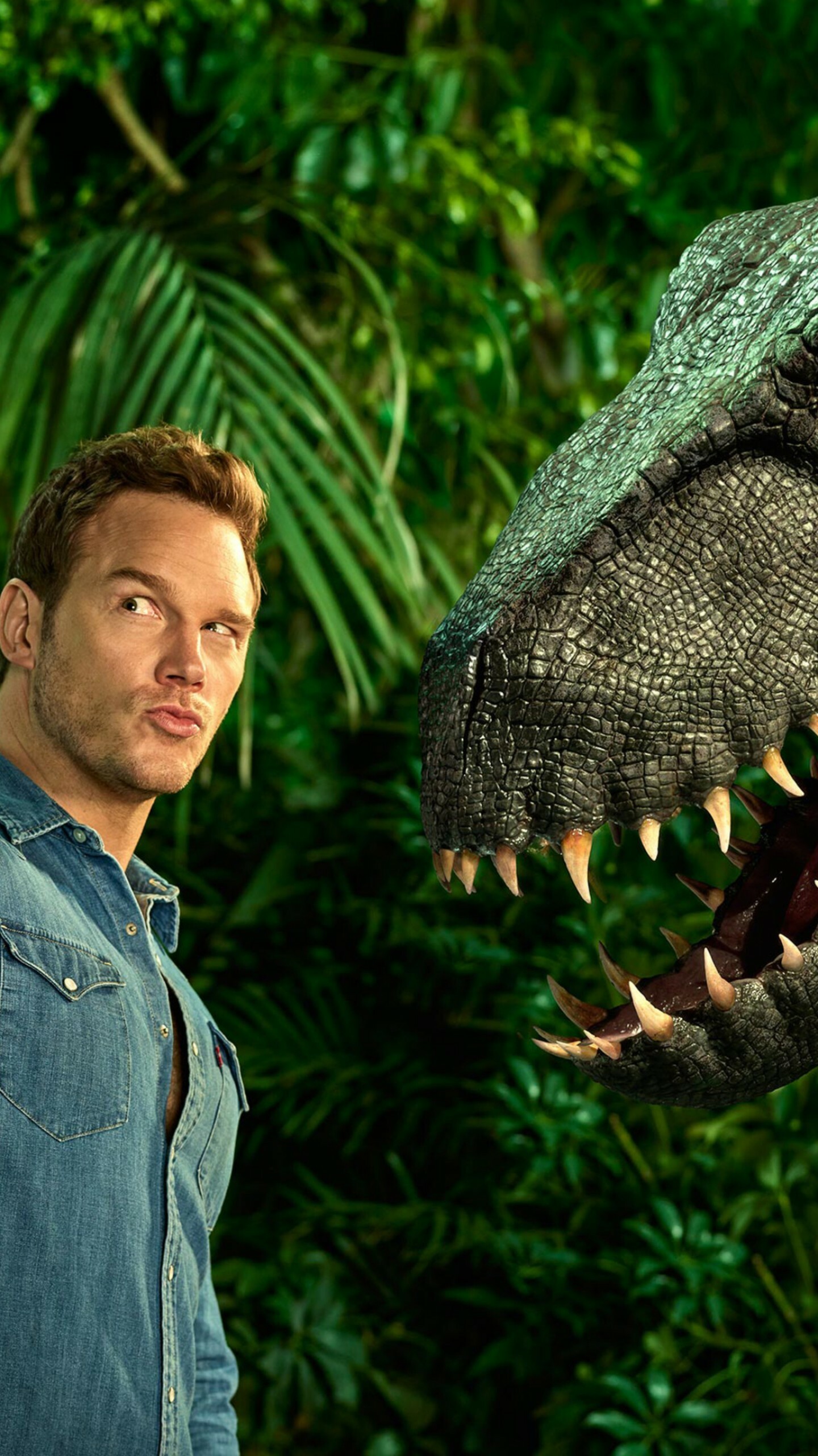 Jurassic World, Fallen Kingdom, Chris Pratt, Dinosaur, 1440x2560 HD Phone