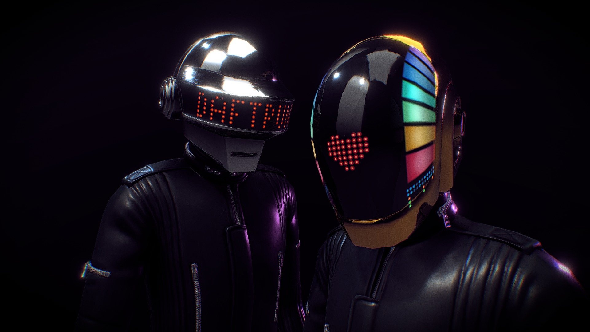 Daft Punk, 1993-2021, 3D model by Lishard, 1920x1080 Full HD Desktop