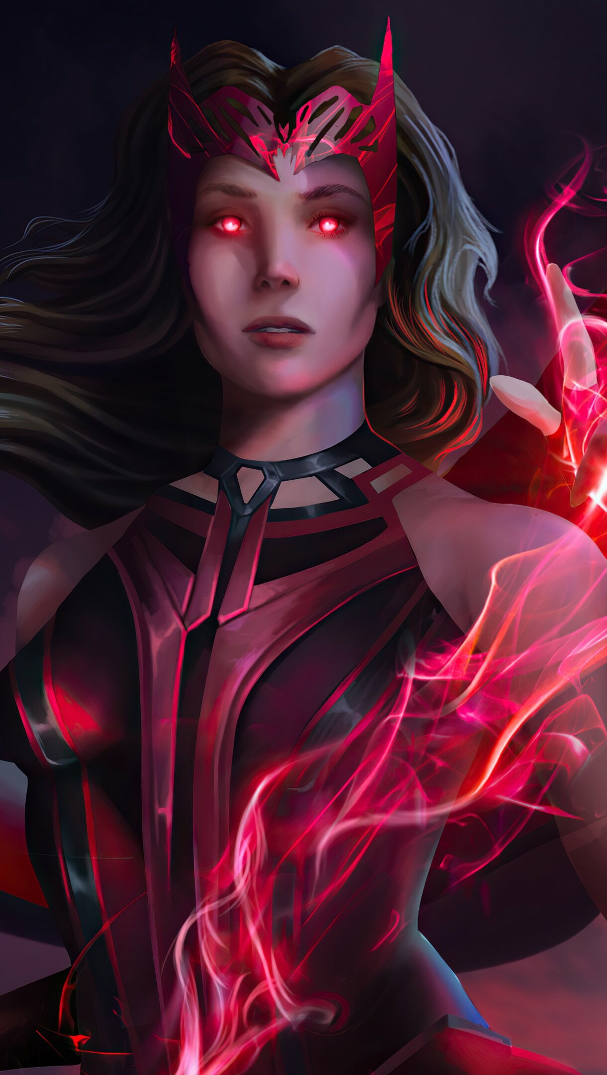 Scarlet Witch Wanda fanart wallpaper, 4K Ultra HD, Dynamic, 1220x2160 HD Phone