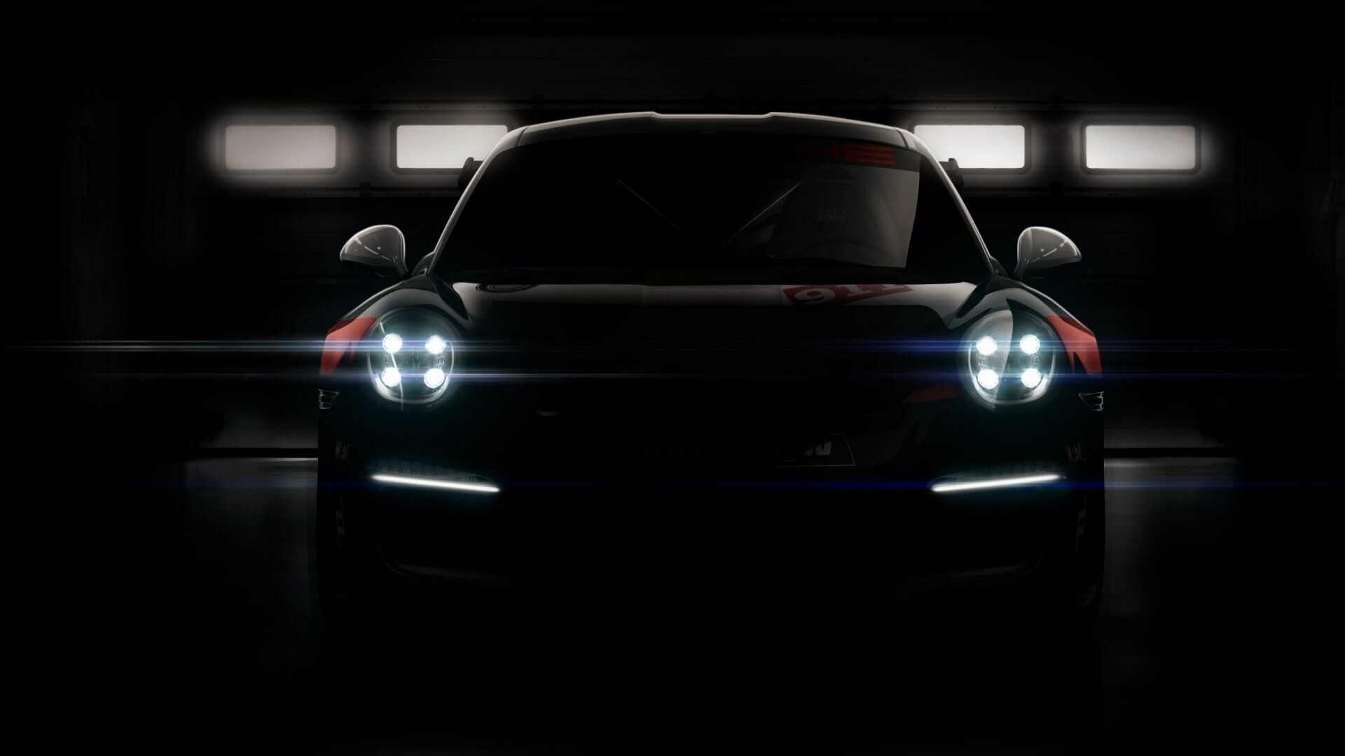 Headlight dark Porsche, 911 GT3 R, Car wallpaper, HD image background, 1920x1080 Full HD Desktop