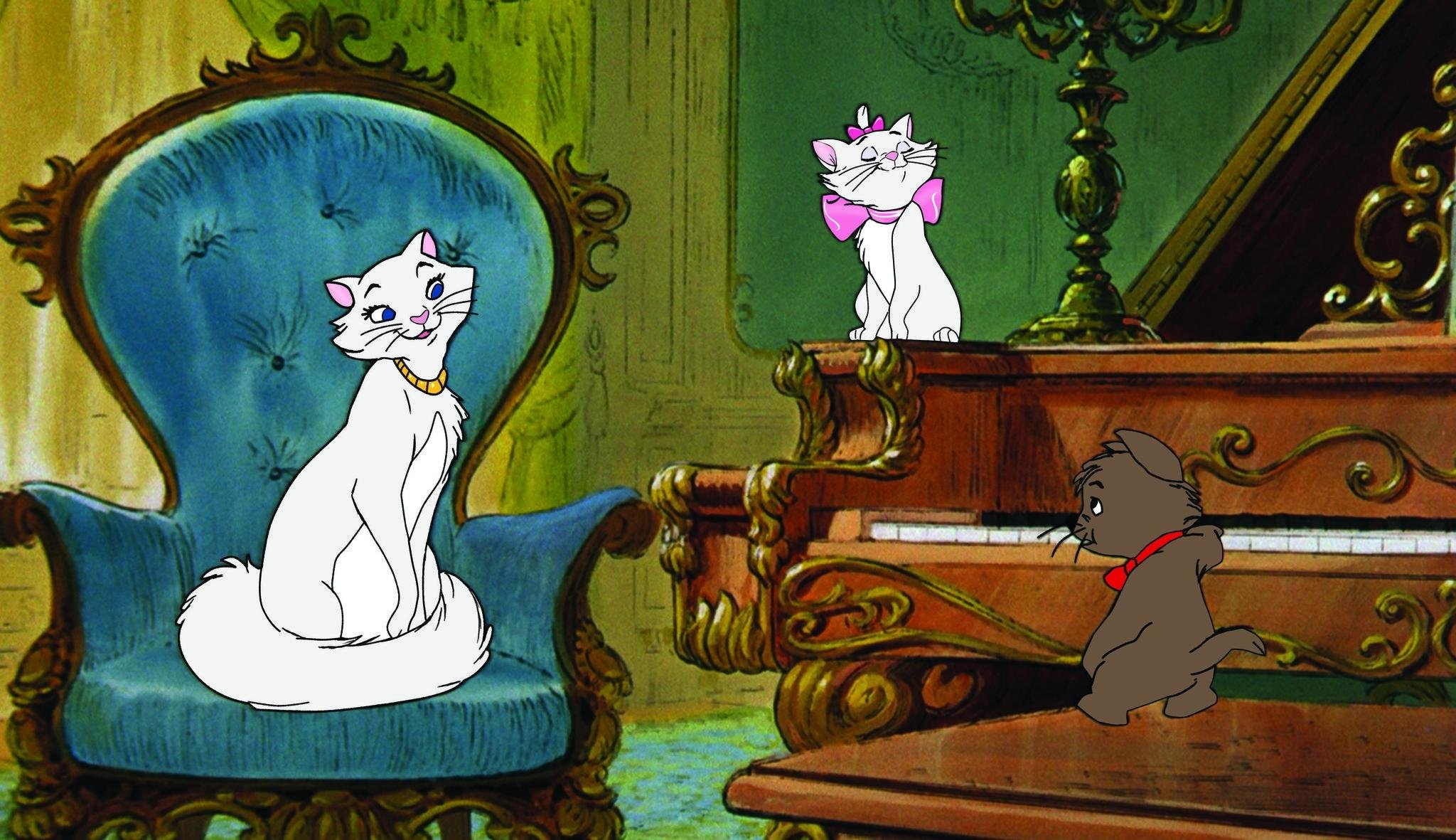 Feline-filled fantasy, Whisker wonderland, Disney magic, Aristocats charm, 2050x1190 HD Desktop