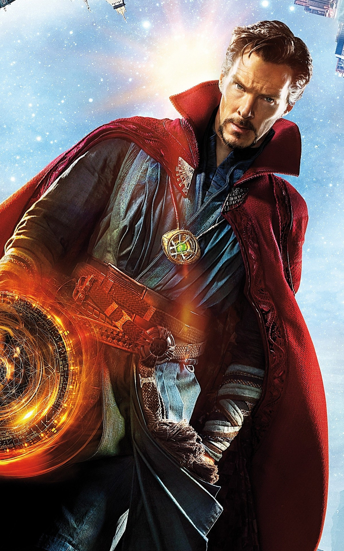 Doctor Strange, Benedict Cumberbatch, Cape cityscape, Asus Nexus, 1200x1920 HD Phone