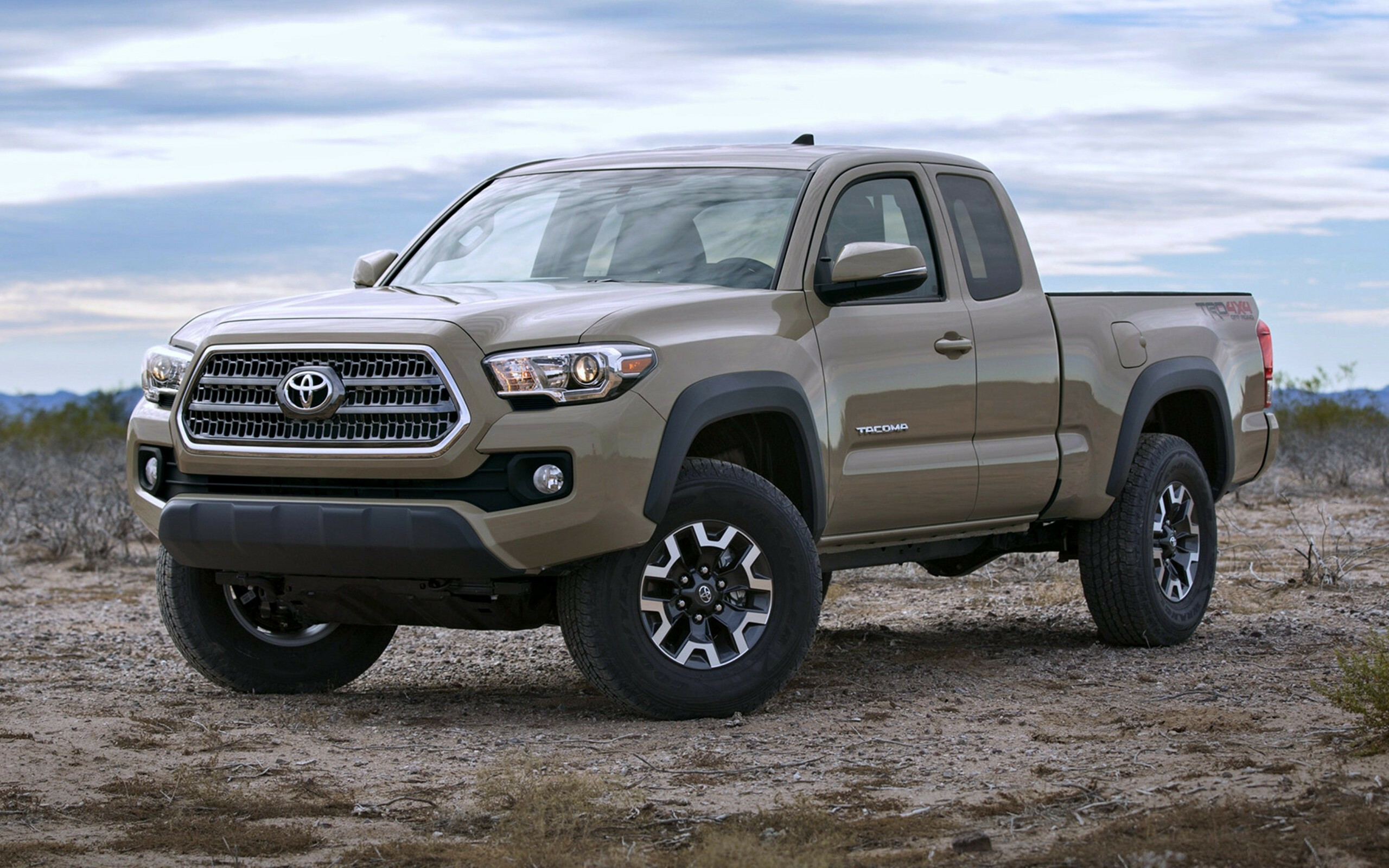 Toyota Tacoma pickups, Side view, Striking backdrop, Impressive, 2560x1600 HD Desktop