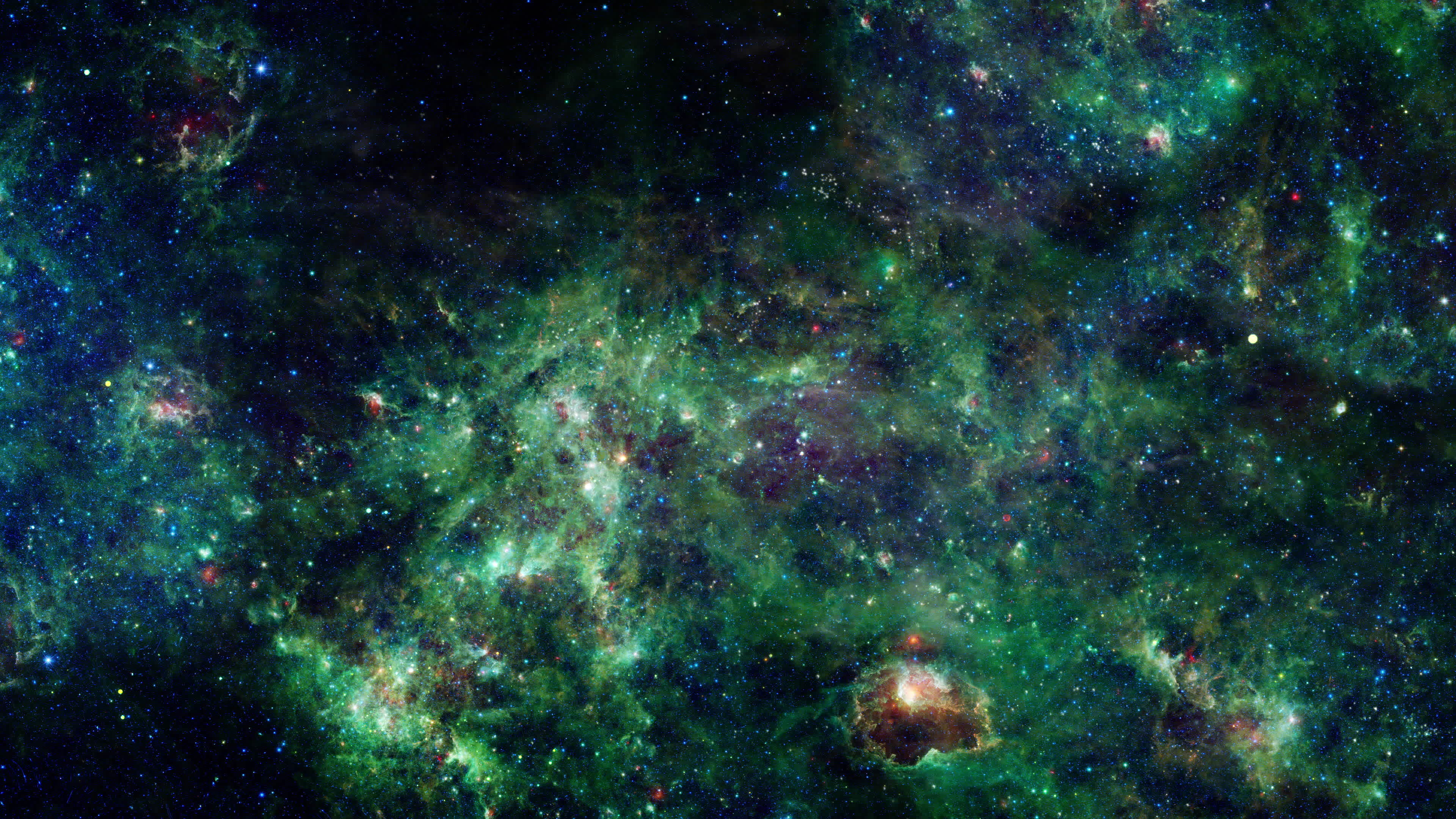 Green Nebula, Grunge dark, Cloud nebula, Galaxy, 3840x2160 4K Desktop