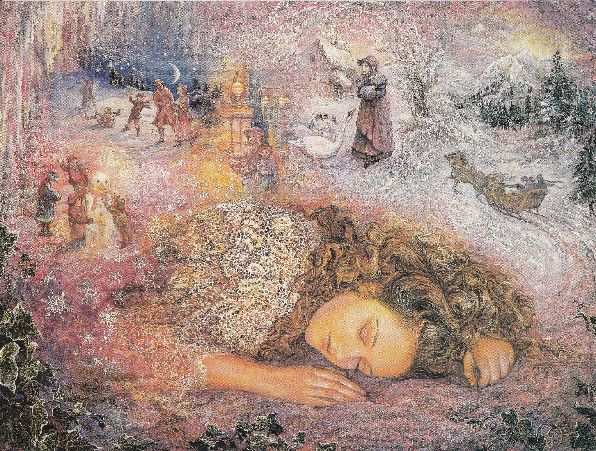 Josephine Wall, Christmas card, Festive artwork, Holiday greetings, 2050x1550 HD Desktop