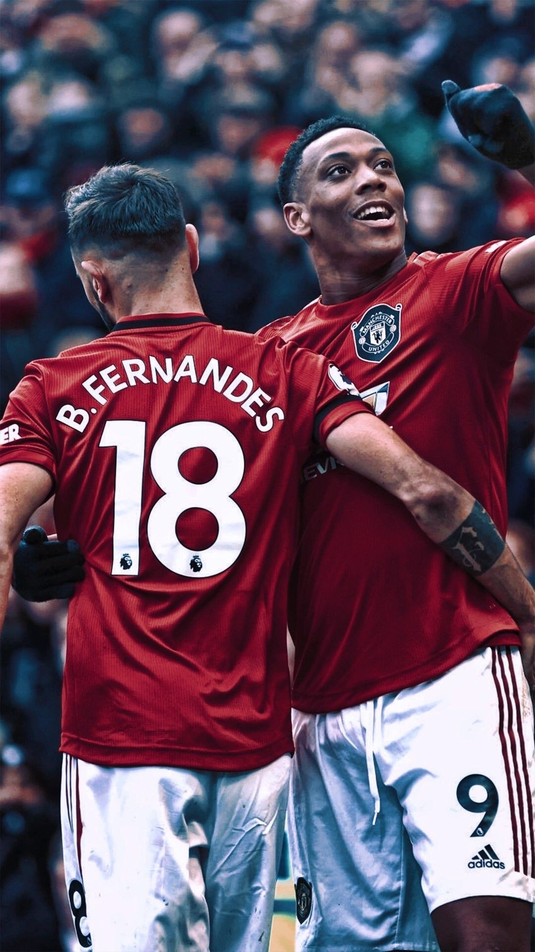 Bruno Fernandes and Anthony Martial, Football Team Wallpaper, 1080x1920 Full HD Phone