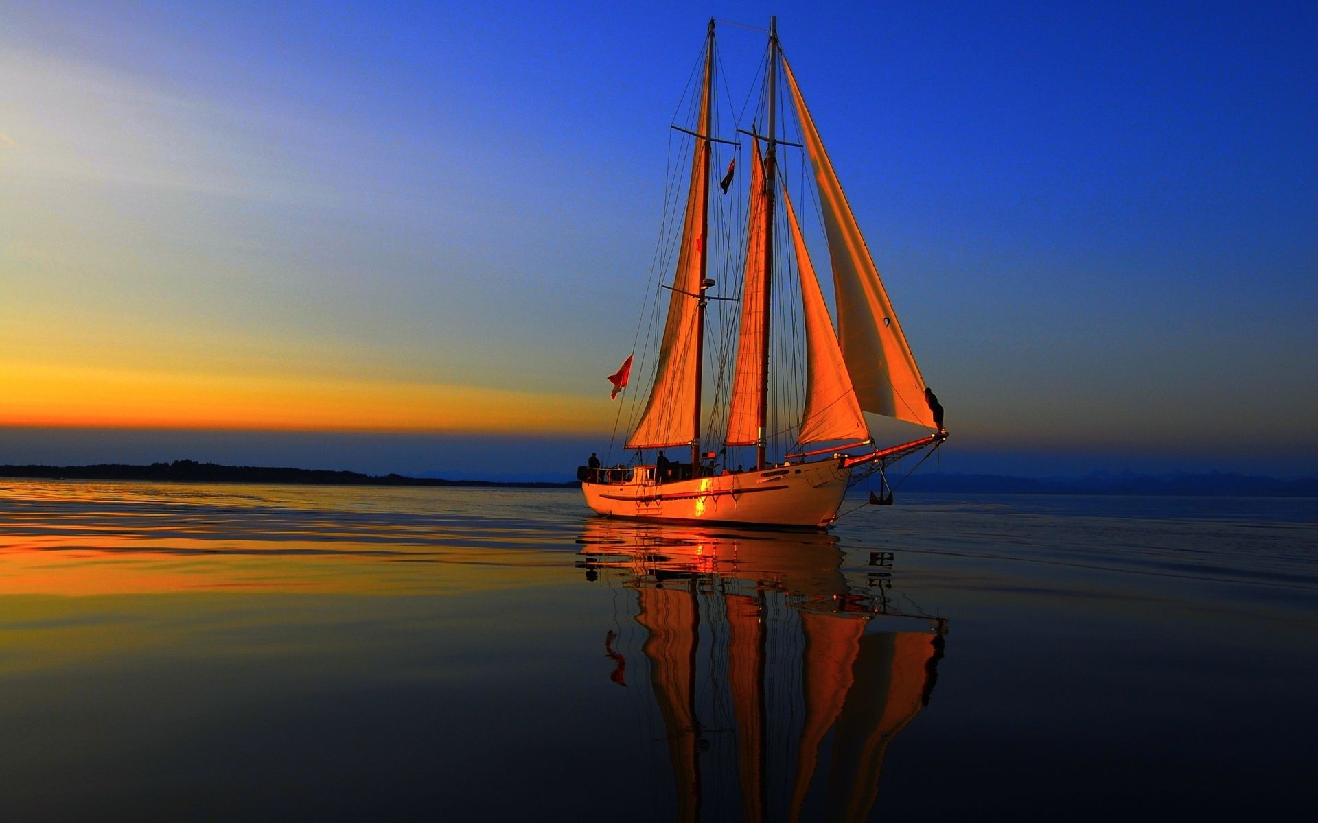 Sailing at sunset, Free boat wallpaper, Tranquil beauty, Mesmerizing scenery, 1920x1200 HD Desktop