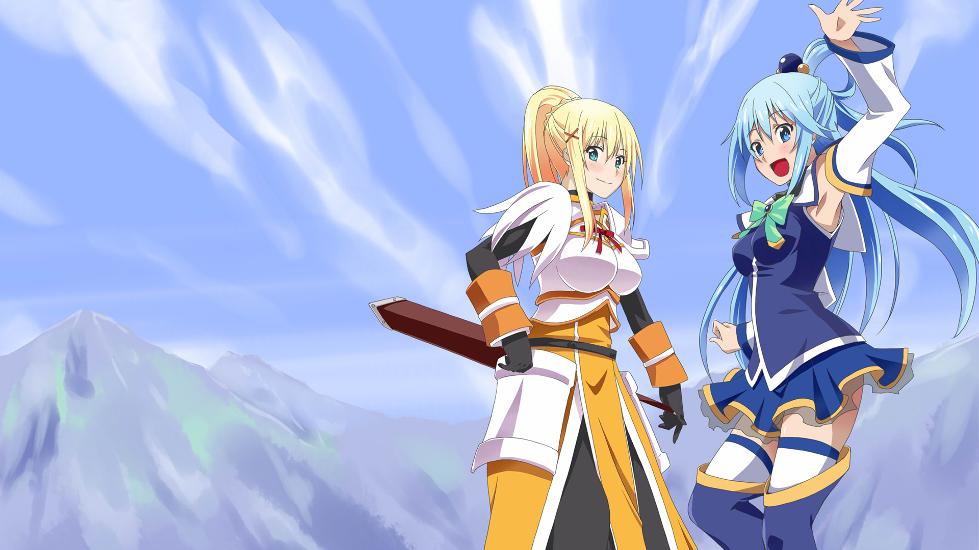 KonoSuba: God's Blessing, Free download wallpaper, Aqua and Megumin, Aqua wallpaper, 1920x1080 Full HD Desktop