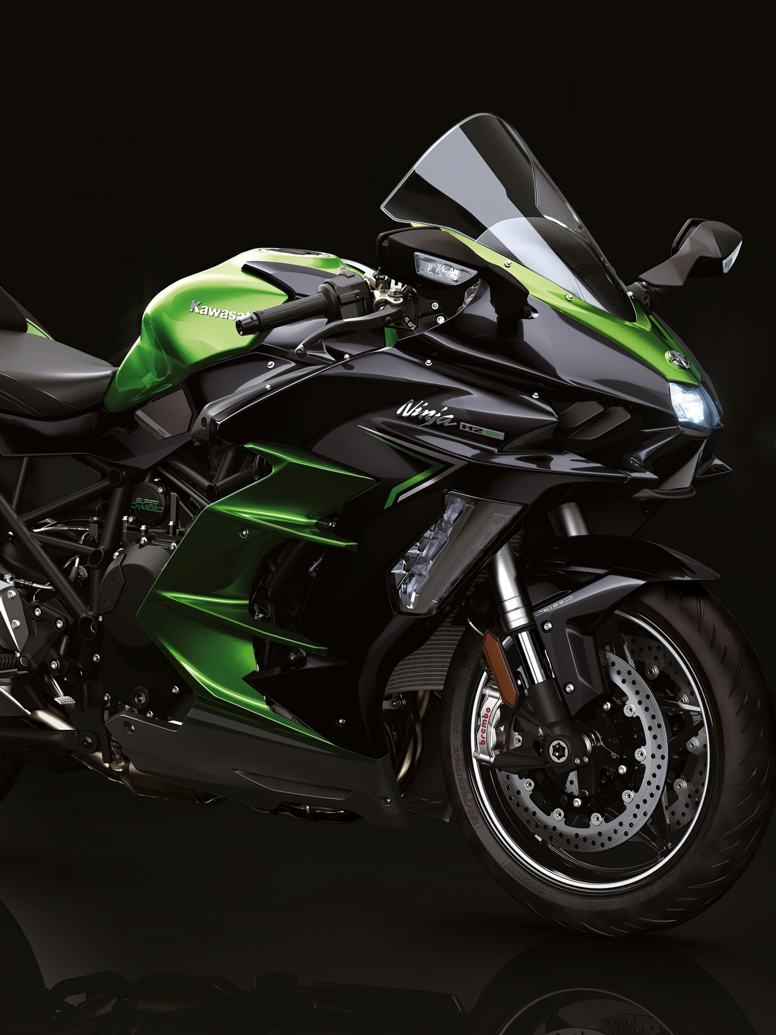 Kawasaki Ninja H2 SX, 2022 model, 4k wallpaper, Dark background, 1540x2050 HD Phone