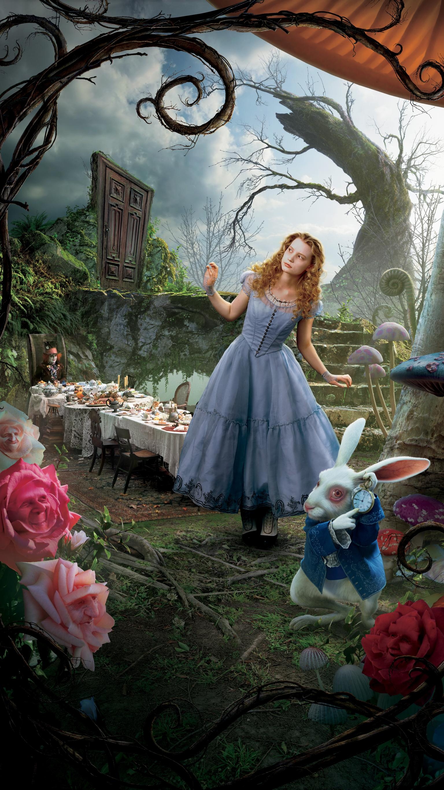 White Rabbit and Alice, Alice in Wonderland (Movie) Wallpaper, 1540x2740 HD Phone