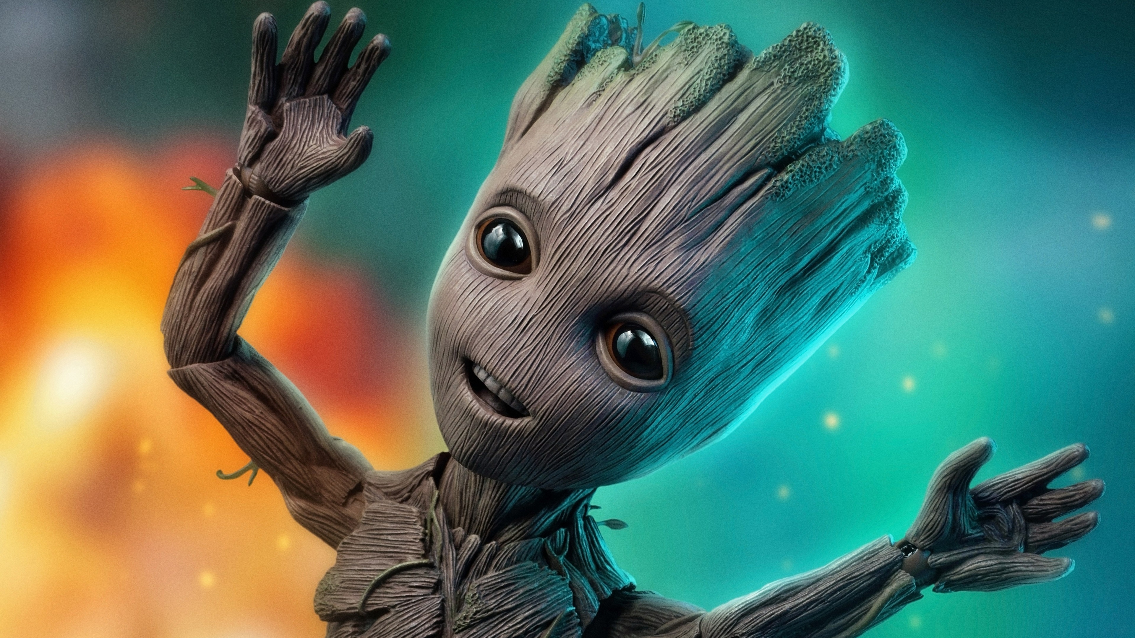 4K background wallpaper, Baby Groot in high definition, Groot-themed design, Marvel Studios, 3840x2160 4K Desktop