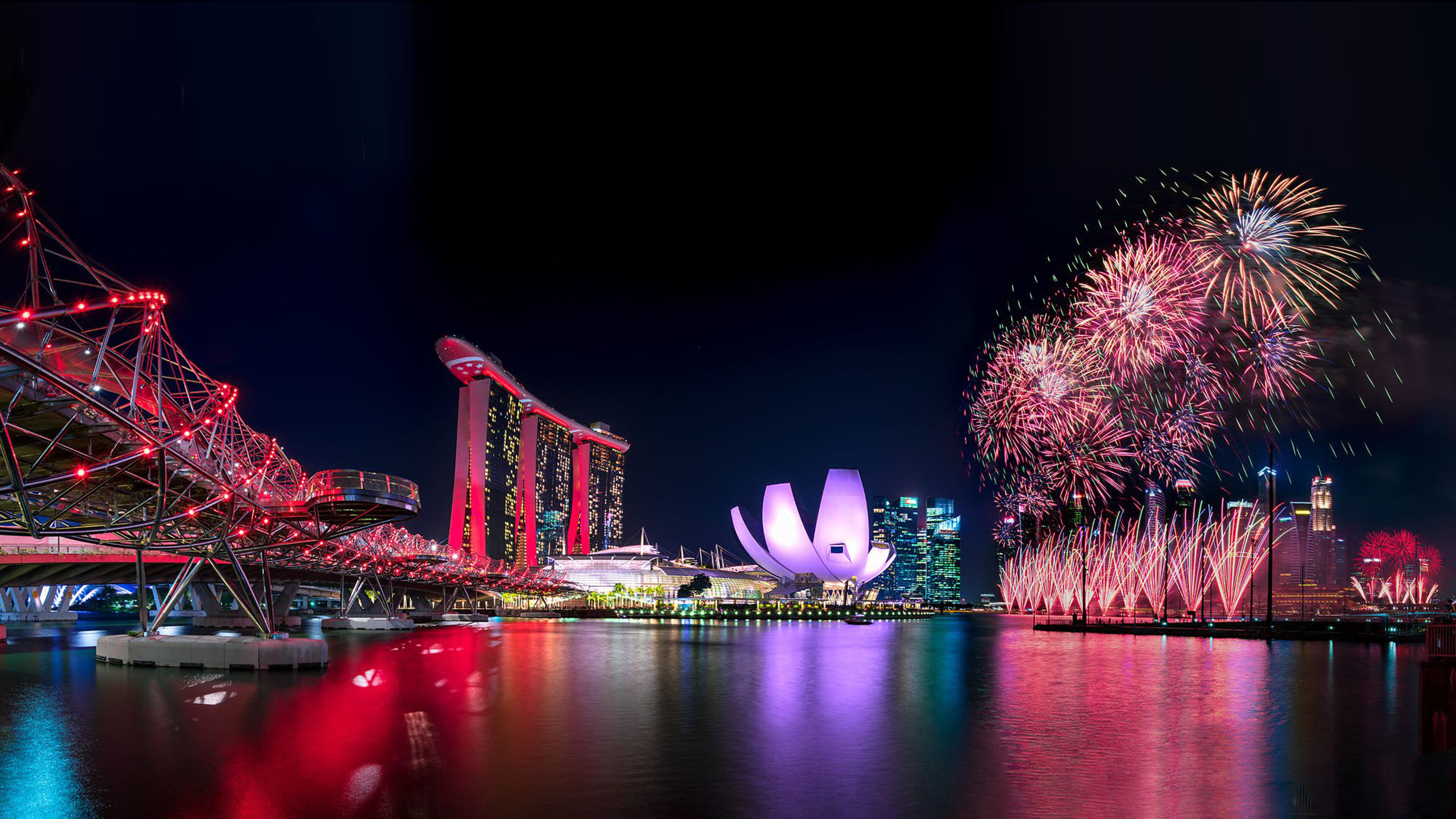 Fireworks, Singapore Wallpaper, 3840x2160 4K Desktop