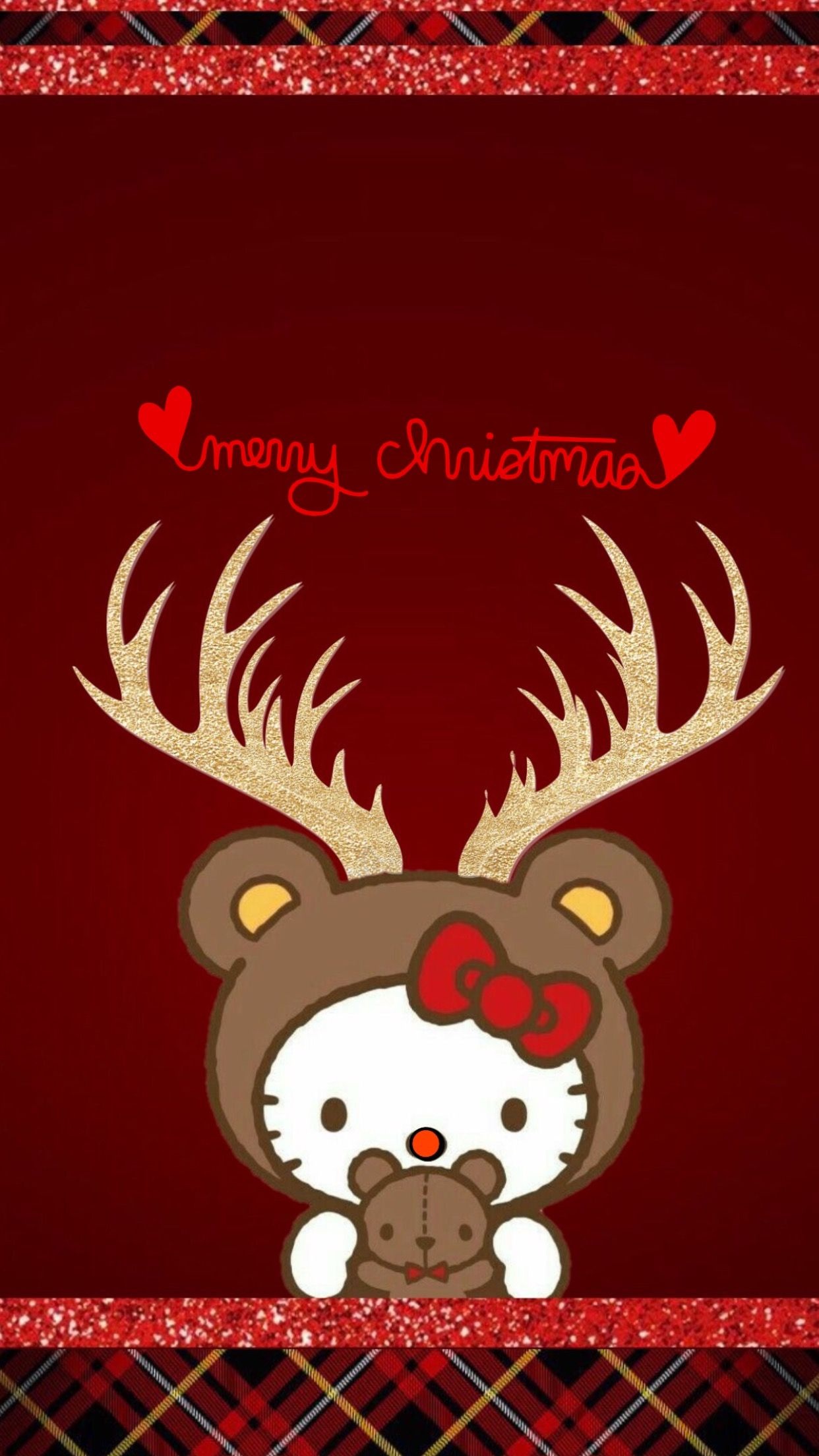 Deer costume, Hello Kitty Christmas Wallpaper, 1250x2210 HD Phone