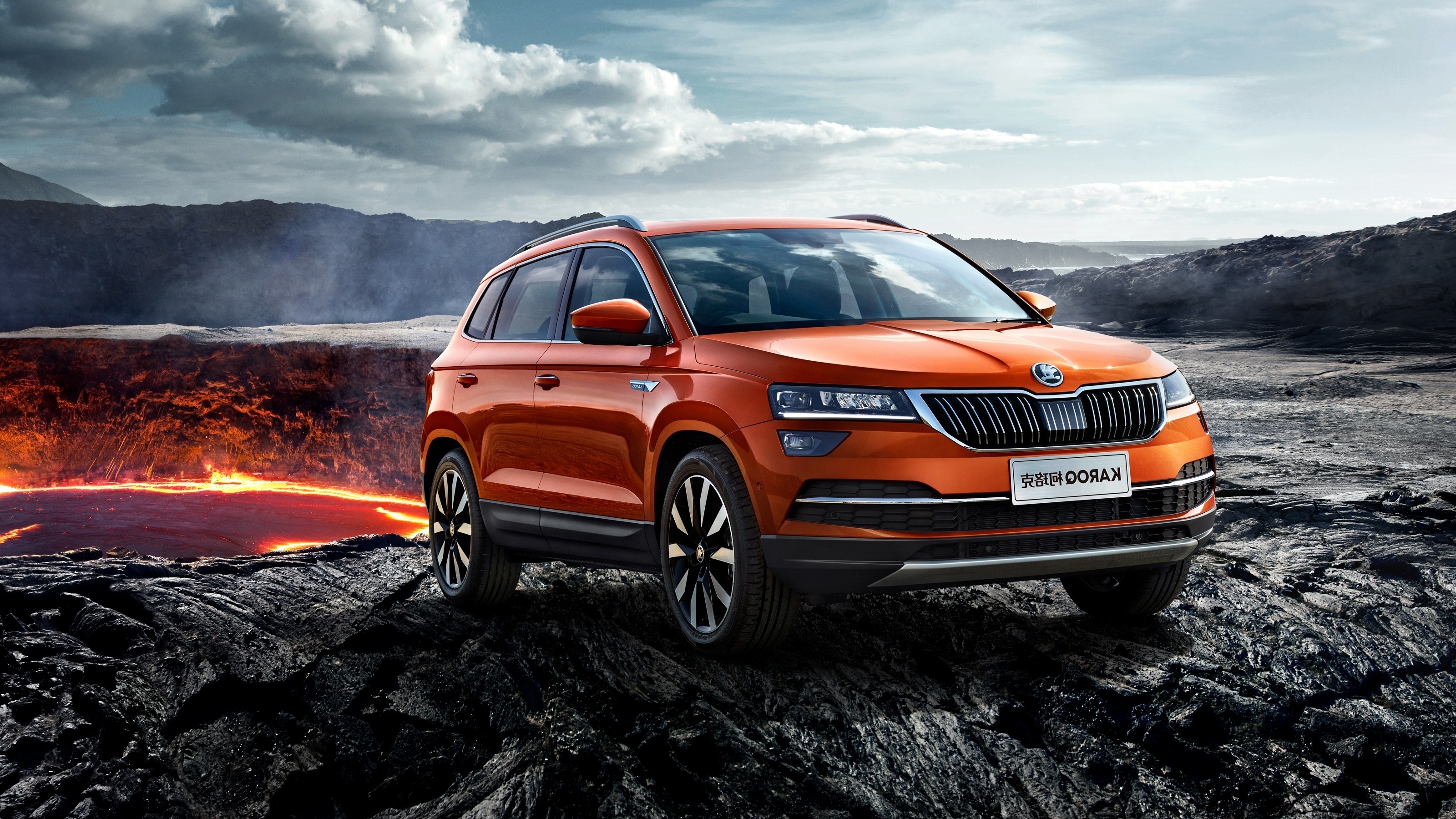 Skoda Karoq, Orange luxury cars, SUV, Wallpx resolution, 3200x1800 HD Desktop