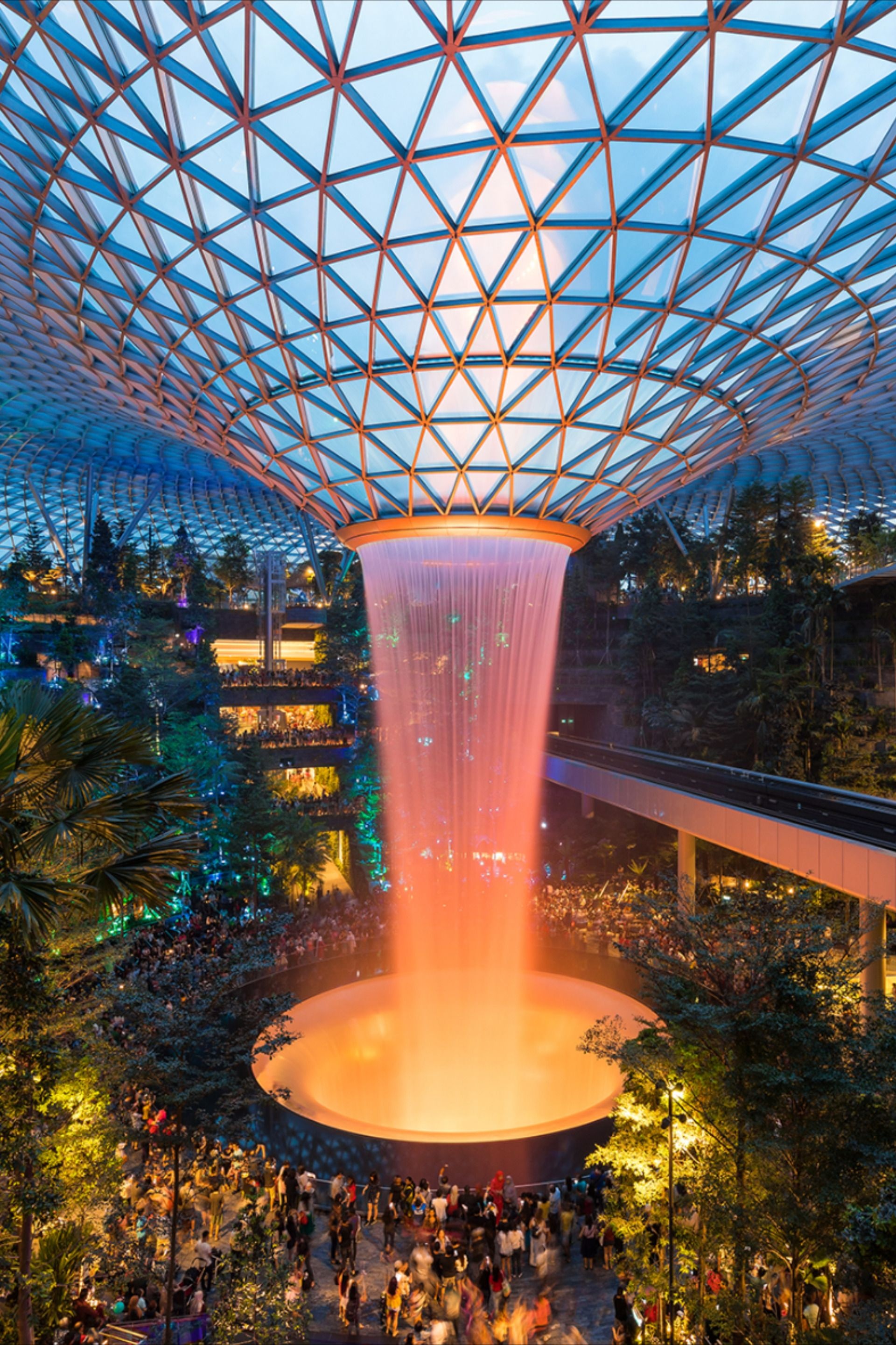 Singapore Changi International Airport, Jewel attraction, Nighttime beauty, Singapore travel, 1920x2880 HD Phone