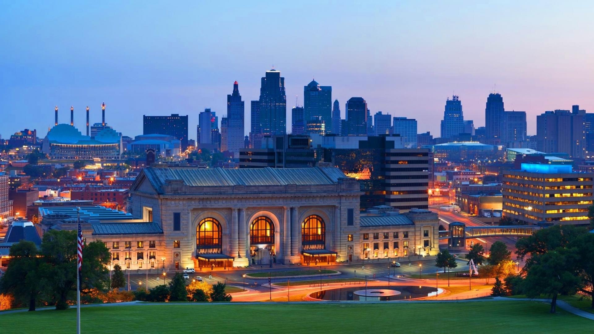 Night lights, USA citylights, Vibrant cities, Kansas City's allure, 1920x1080 Full HD Desktop