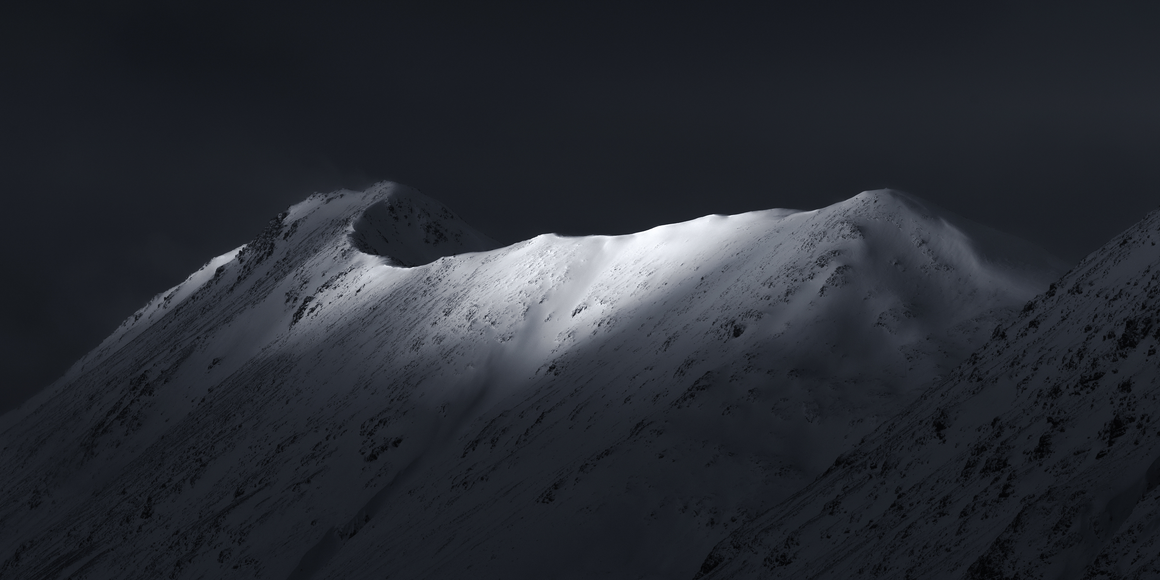 Dark Night, Mountains, Nature, Scenic, 4K, 3840x1920 Dual Screen Desktop