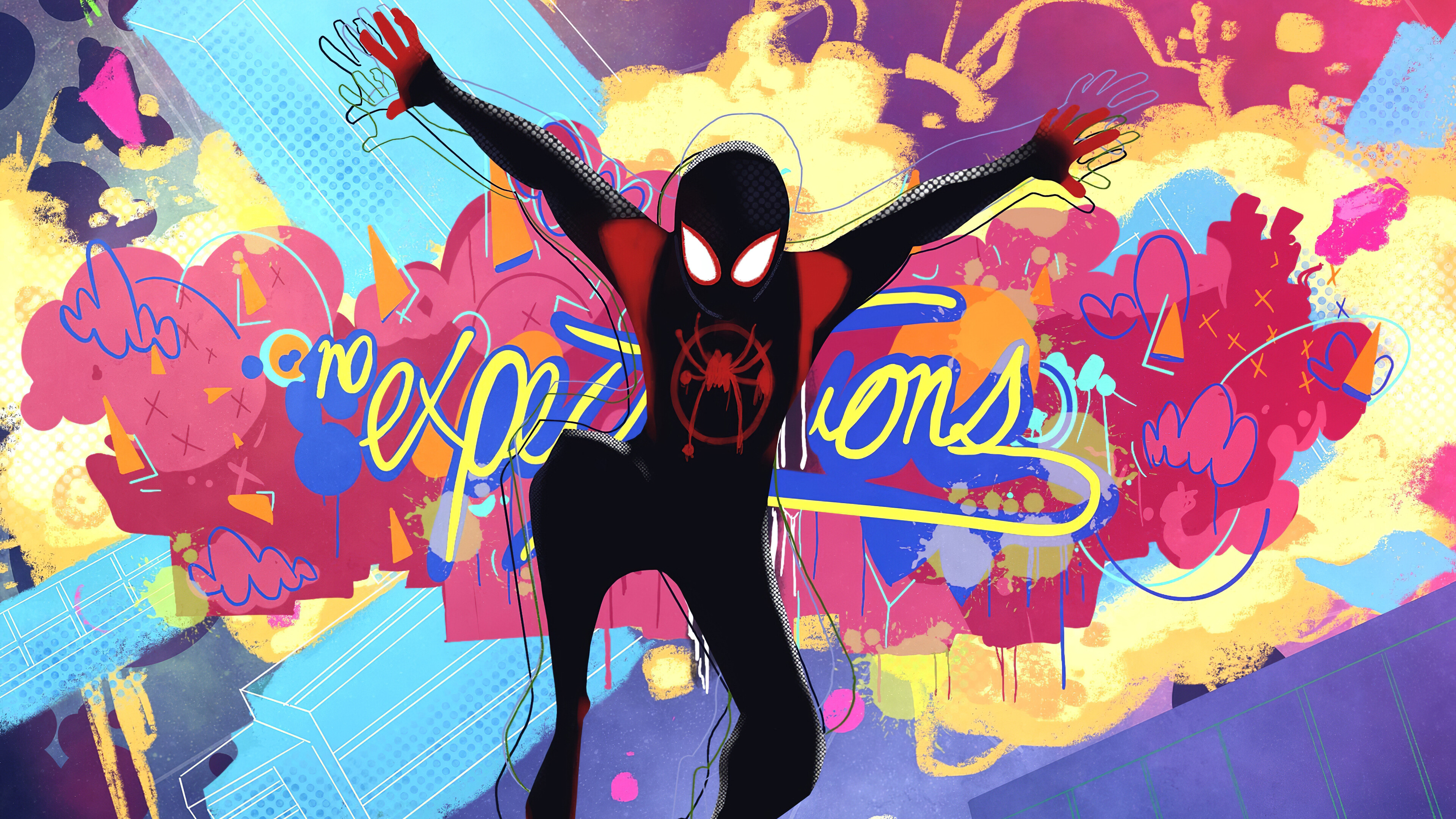 Spiderman into Spiderverse, Superheroes HD wallpapers, Artistic backgrounds, 3840x2160 4K Desktop