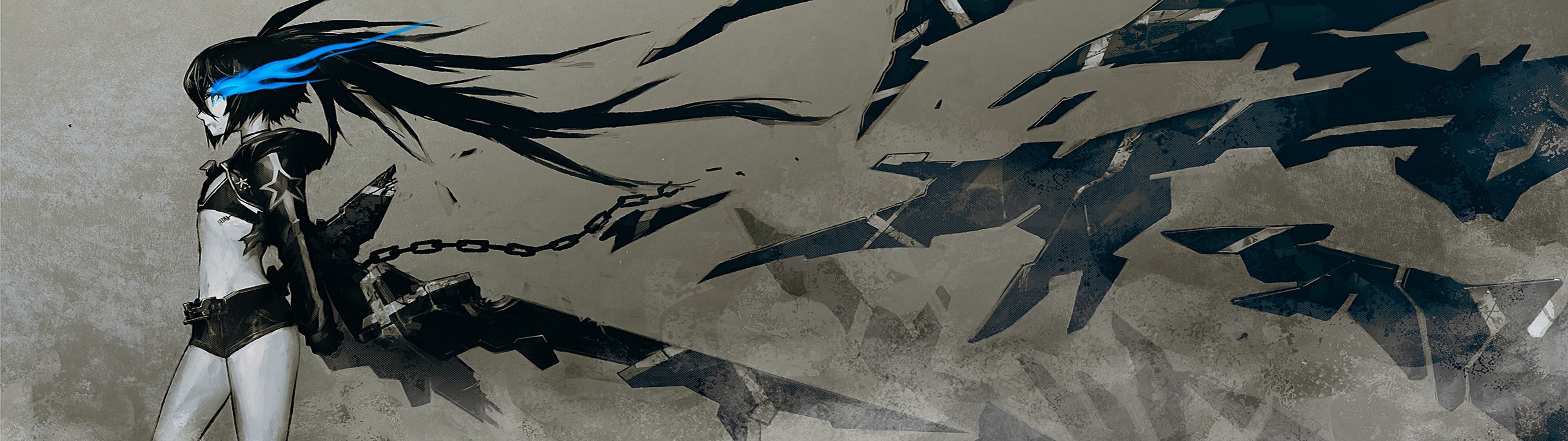 Black Rock Shooter, Dual monitors, Anime girls wallpaper, Anime black, 3840x1080 Dual Screen Desktop