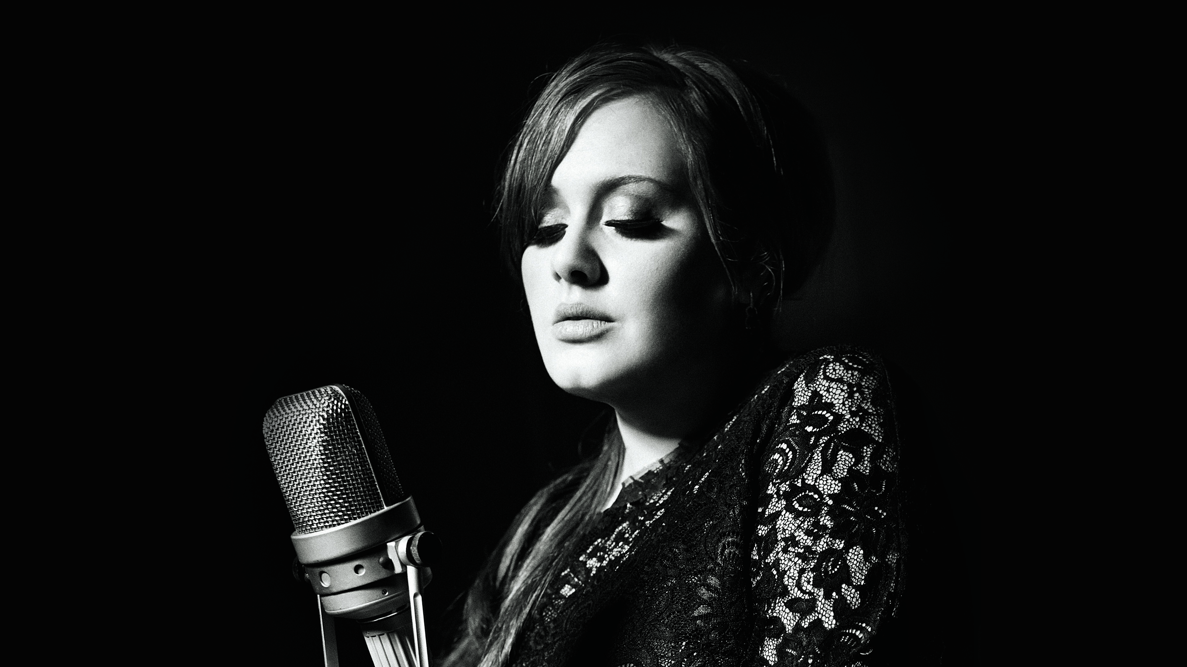 Adele, Dark and moody wallpaper, Celebrity singer, BW aesthetics, 3840x2160 4K Desktop