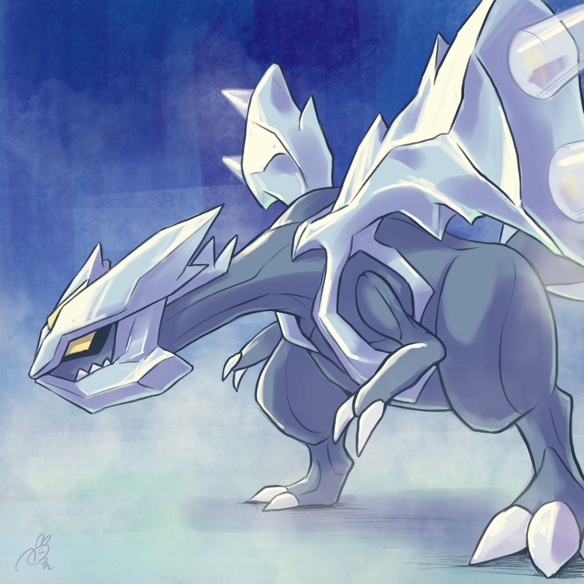 Kyurem White, Legendary Pokemon, Fanart wallpaper, Artistic drawing, 2050x2050 HD Phone