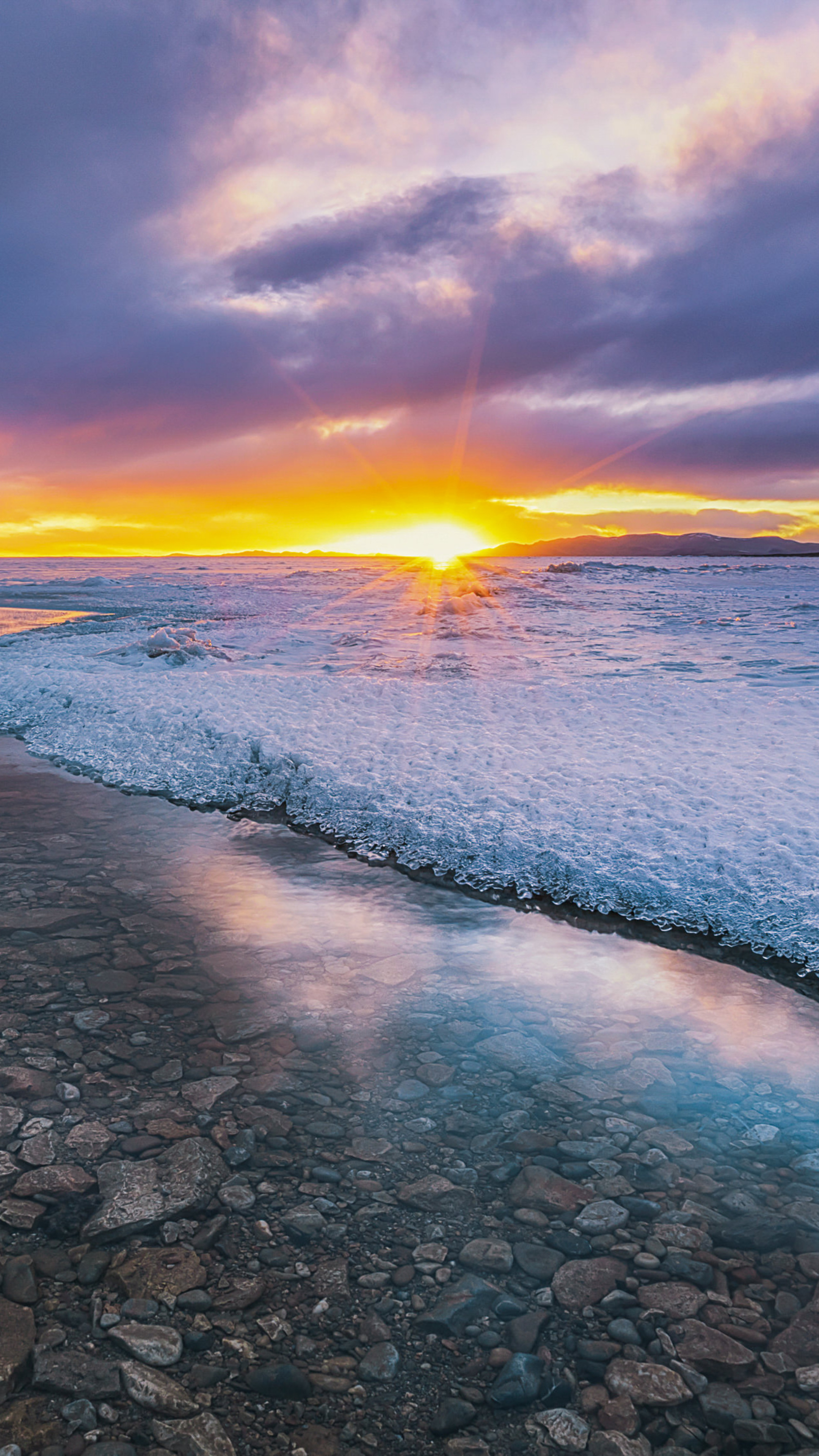 Sunset, Ice Wallpaper, 2160x3840 4K Phone