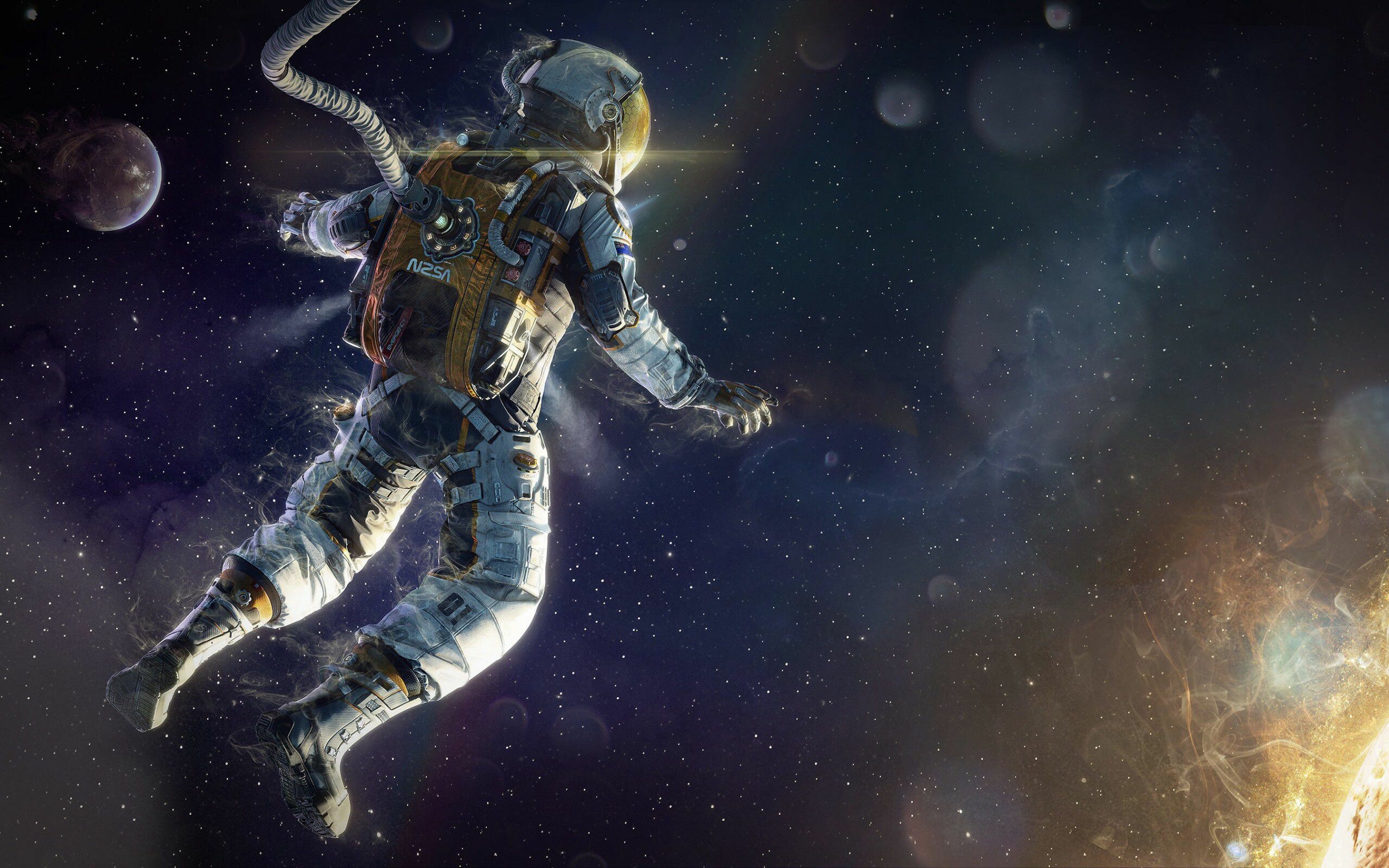 Astronaut in space, Cosmic backgrounds, Stellar landscapes, Celestial wonders, 2560x1600 HD Desktop