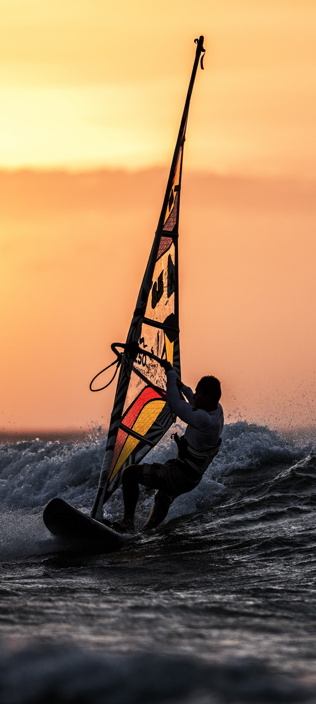 Sunset windsurfing wallpapers, Ocean waves beauty, Samsung Galaxy Note 20 wallpapers, High-quality images, 1080x2400 HD Phone