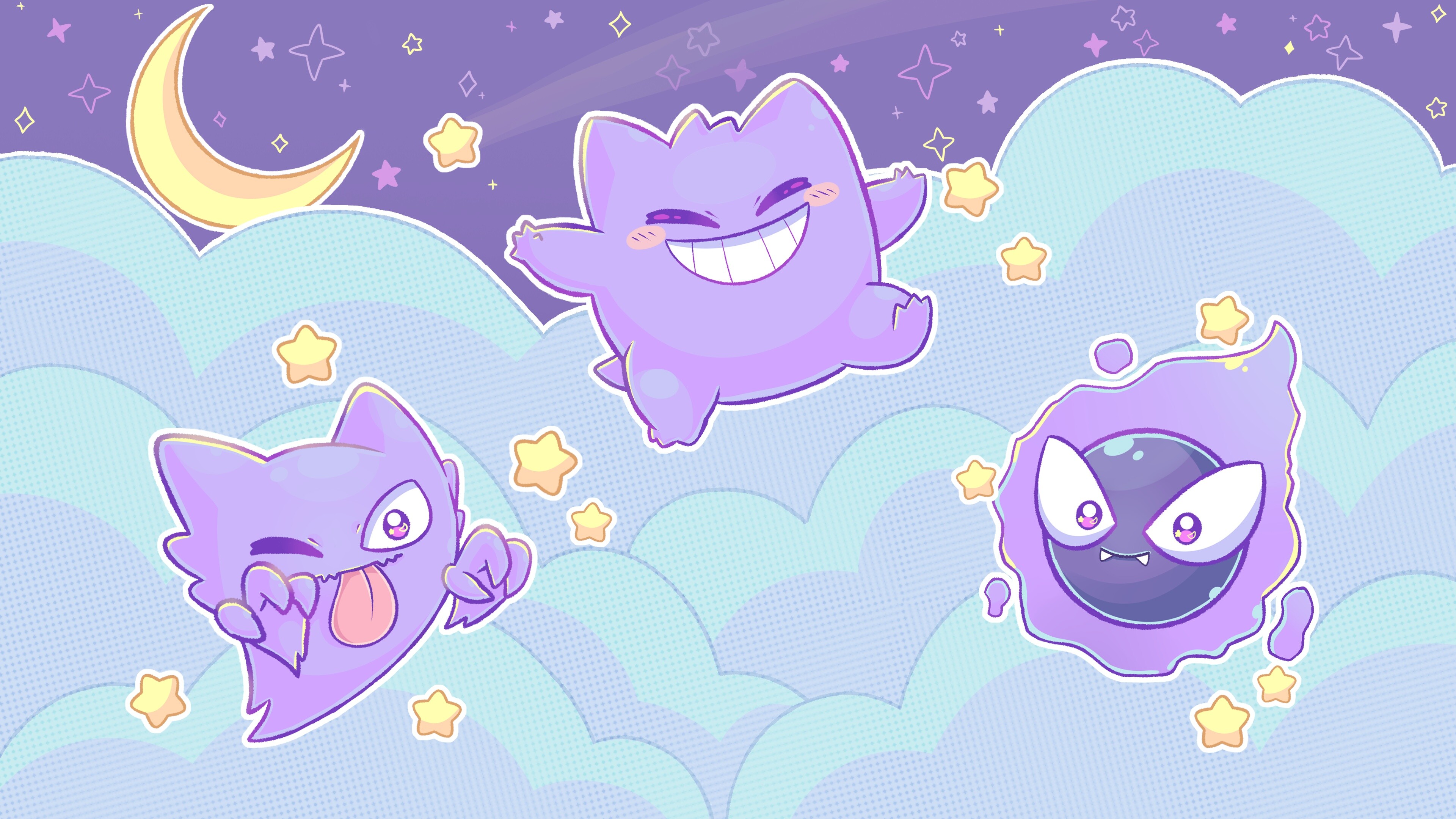 Haunter and Gengar, Gastly Wallpaper, 3840x2160 4K Desktop