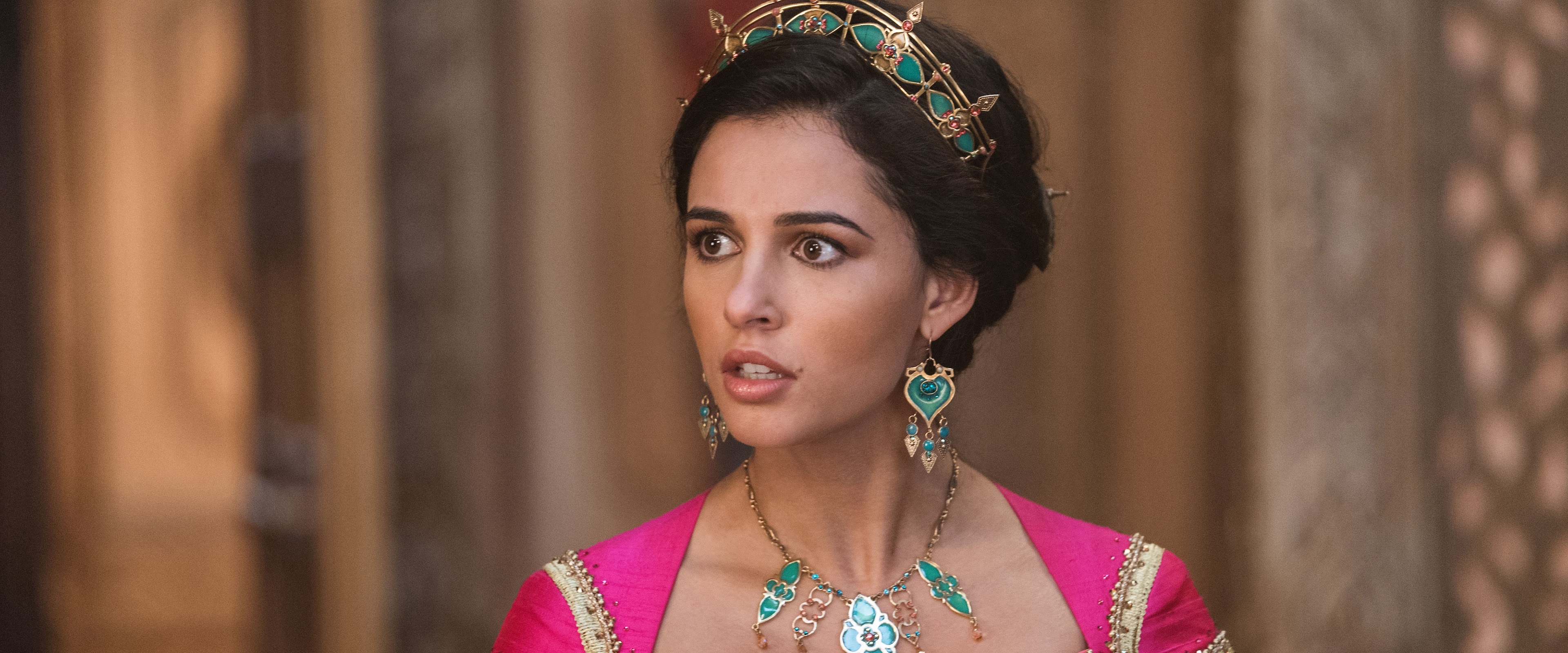 Naomi Scott, Princess Jasmine, Aladdin 2019, Wallpaper, 3840x1600 Dual Screen Desktop