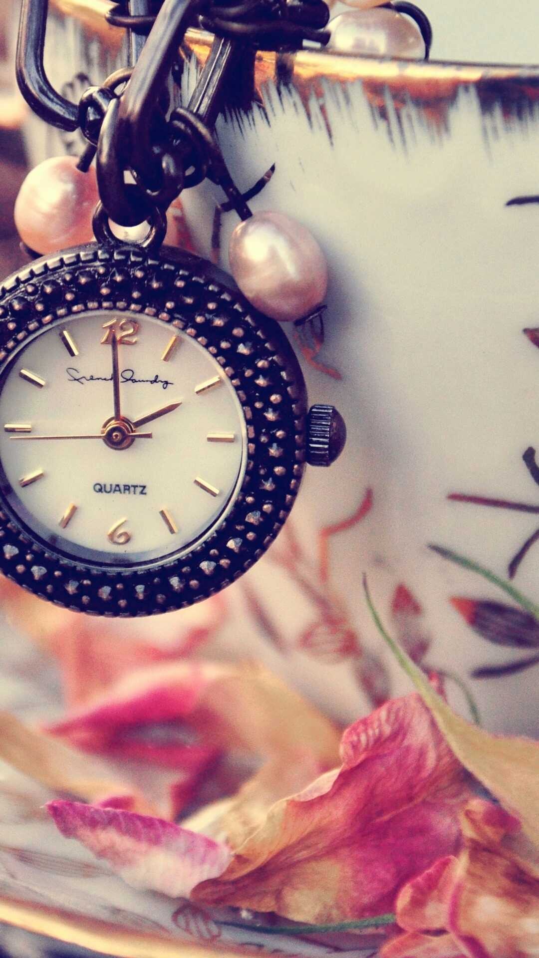 Pocket watch, Girly Wallpaper, 1080x1920 Full HD Phone