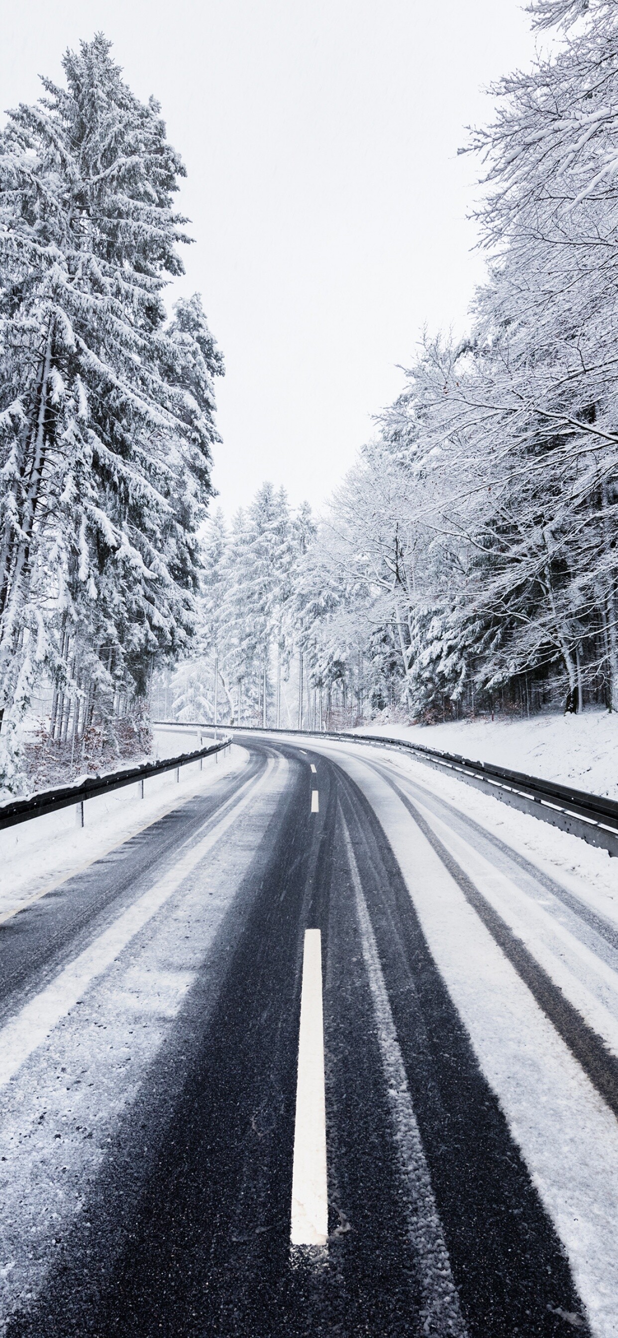 Snowy road, Winter Wallpaper, 1250x2690 HD Phone