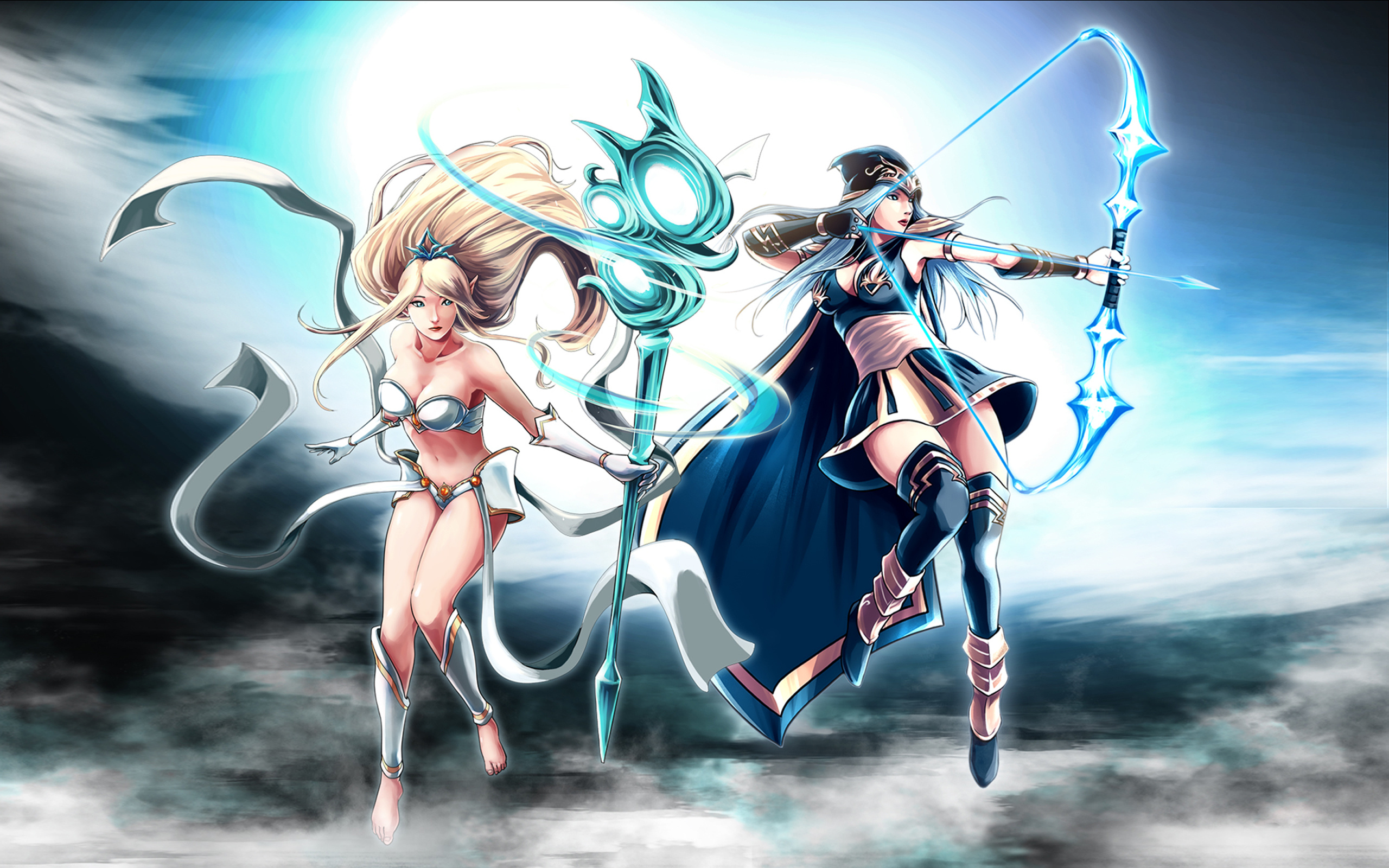 Ashe and Janna, League of Legends, Champion fan art, HD wallpaper, 2560x1600 HD Desktop