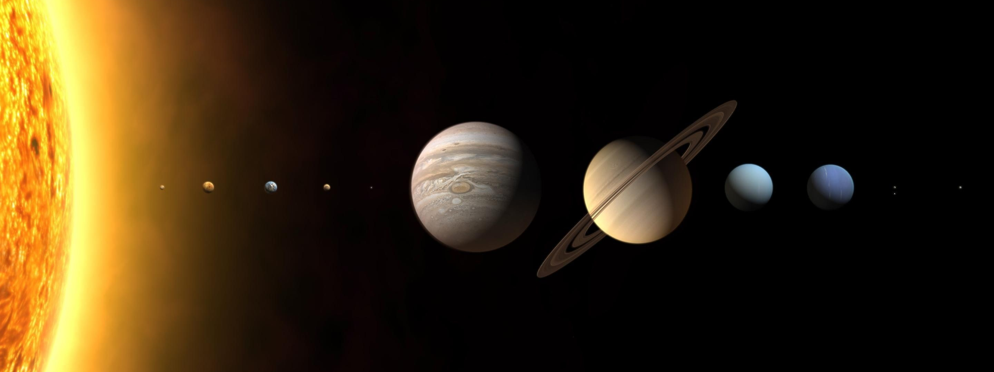 Solar System, Science Wallpaper, 3200x1200 Dual Screen Desktop